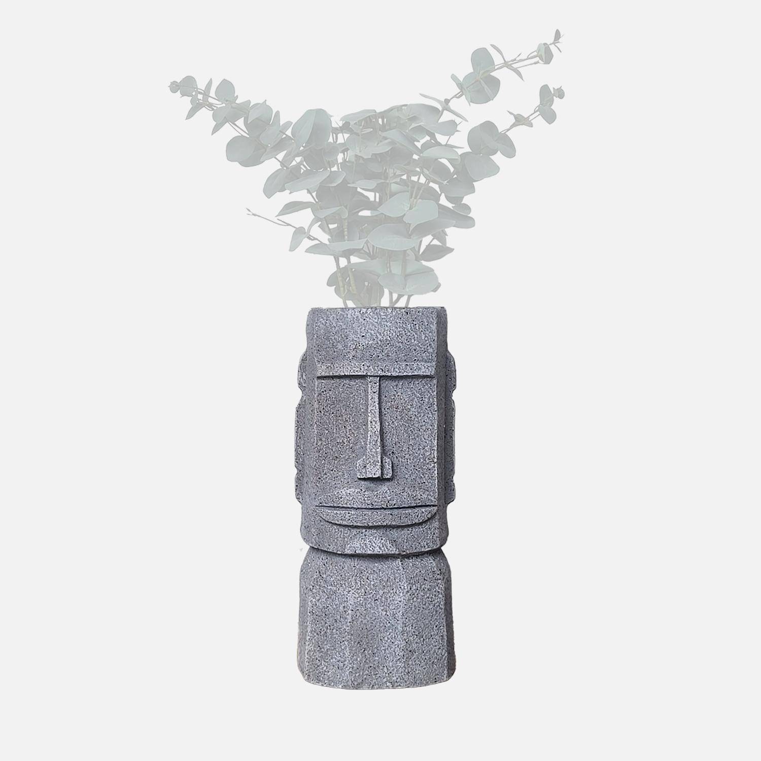 Cache pot figurine Aztèque, porte plante statuette en magnesia H46cm Photo2