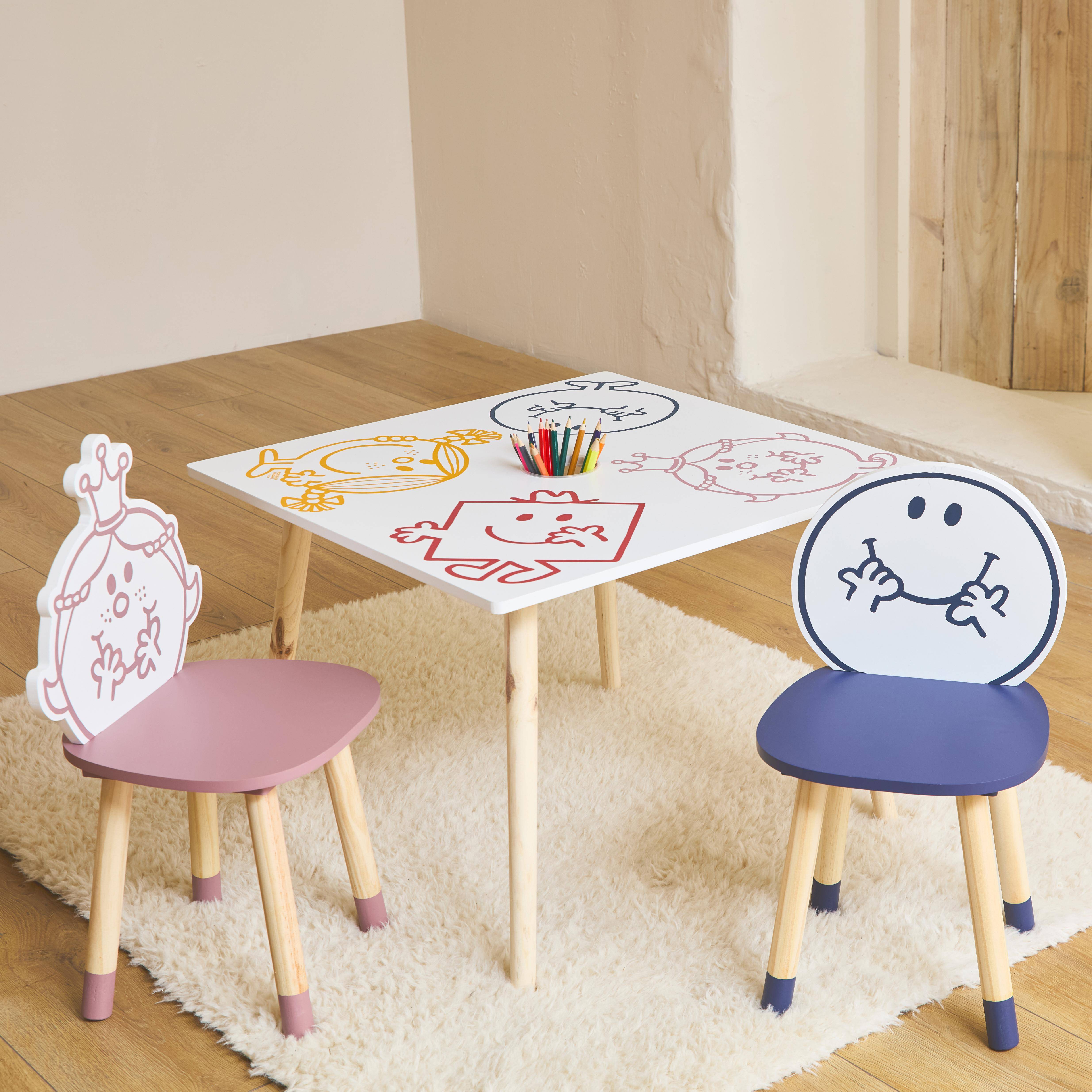Table pour enfant avec pot à crayon + 2 chaises Madame Princesse + 2 chaises Monsieur Heureux,sweeek,Photo2