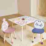 Table pour enfant avec pot à crayon + 2 chaises Madame Princesse + 2 chaises Monsieur Heureux Photo2