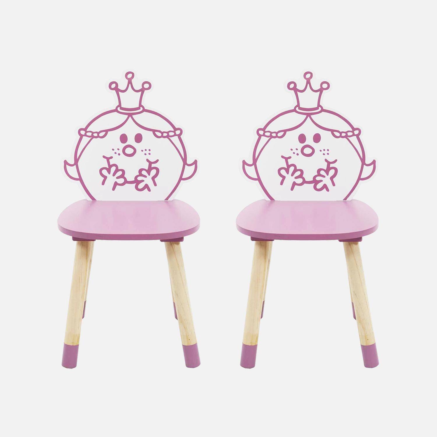 Table pour enfant avec pot à crayon + 2 chaises Madame Princesse + 2 chaises Monsieur Heureux Photo9