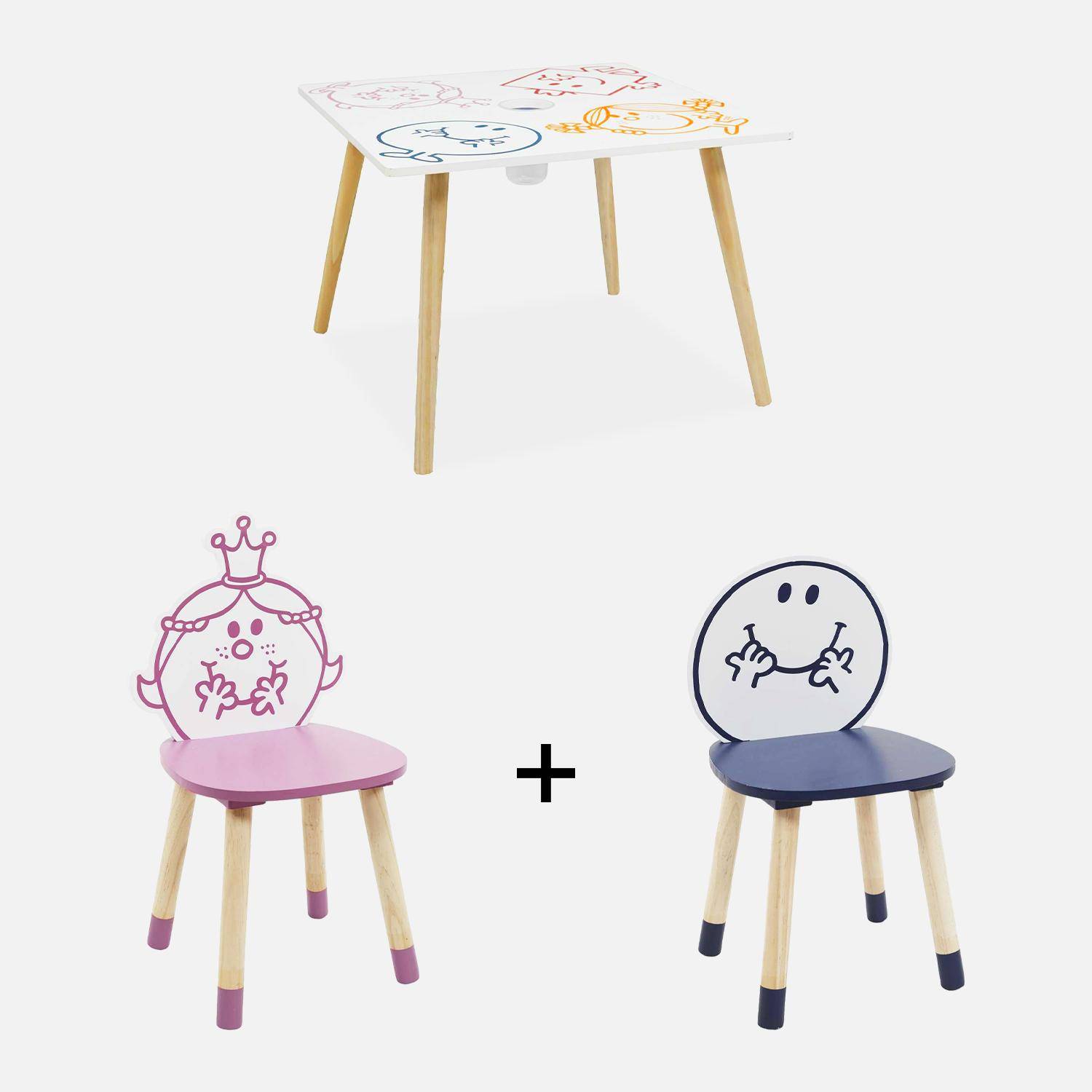 Table pour enfant avec pot à crayon + 2 chaises Madame Princesse + 2 chaises Monsieur Heureux Photo6