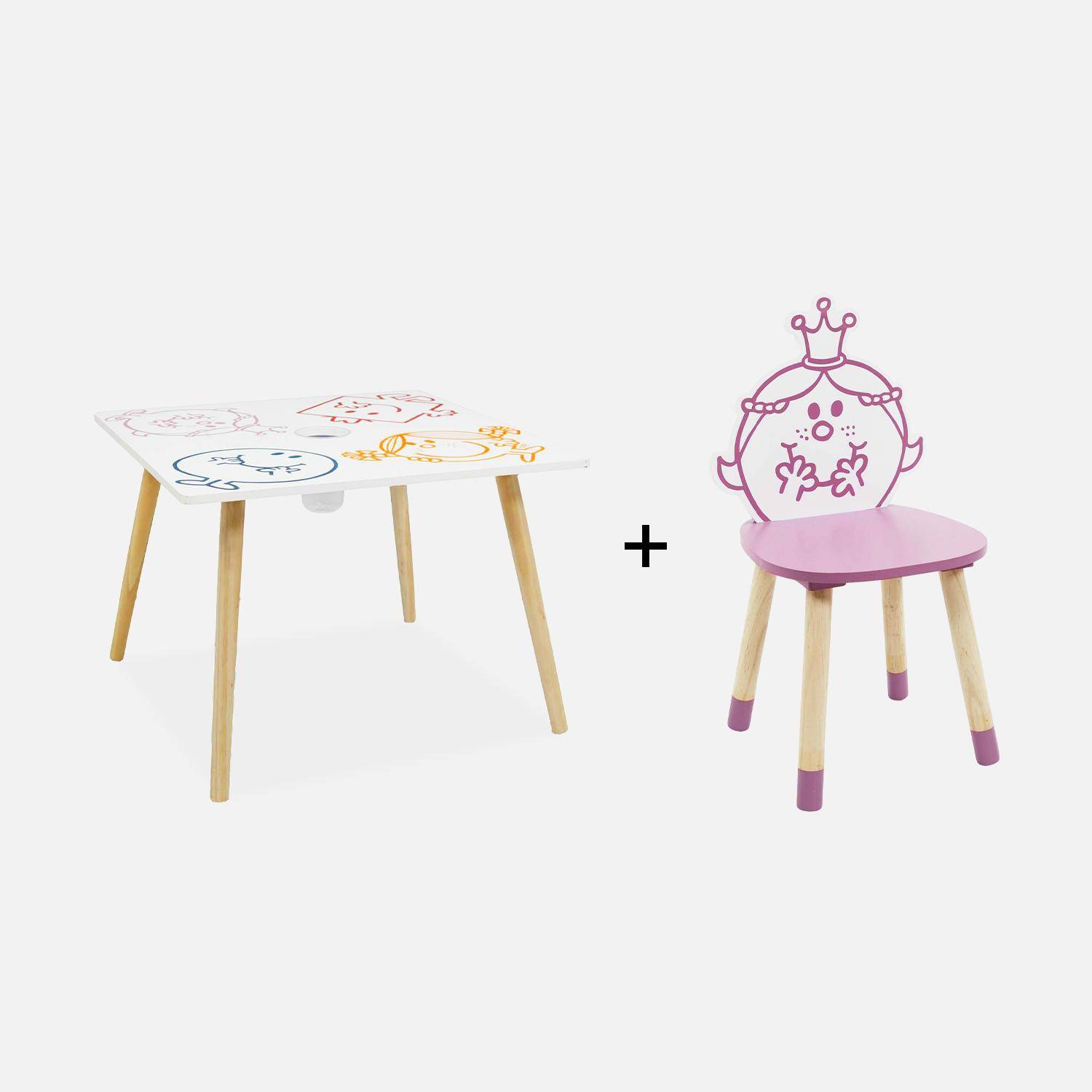 Table pour enfant avec pot à crayon + 4 chaises Madame Princesse collection Monsieur Madame ,sweeek,Photo5