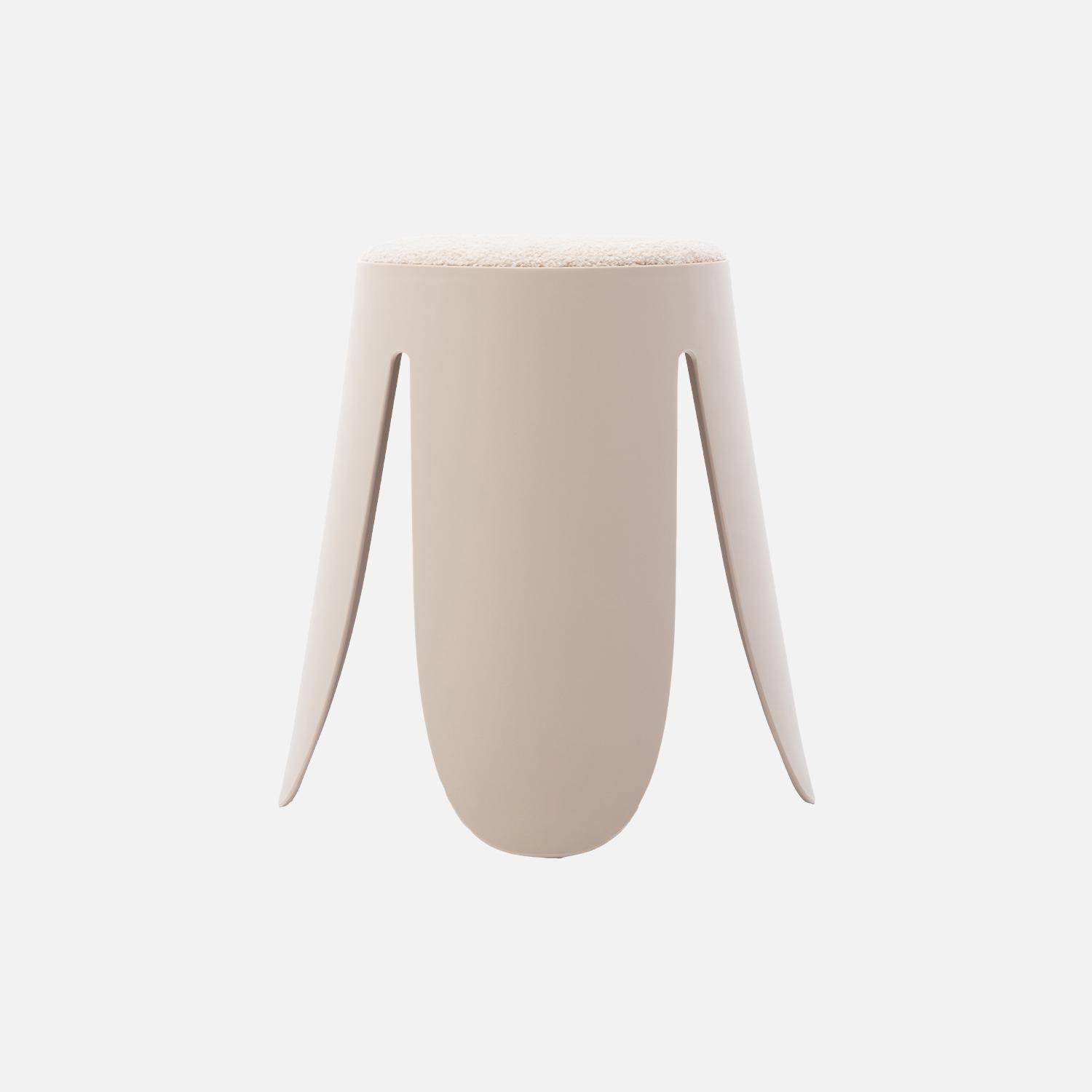Taburete apilable con asiento texturado, set de 2, Niki, Beige, 44x30x46 cm Photo4