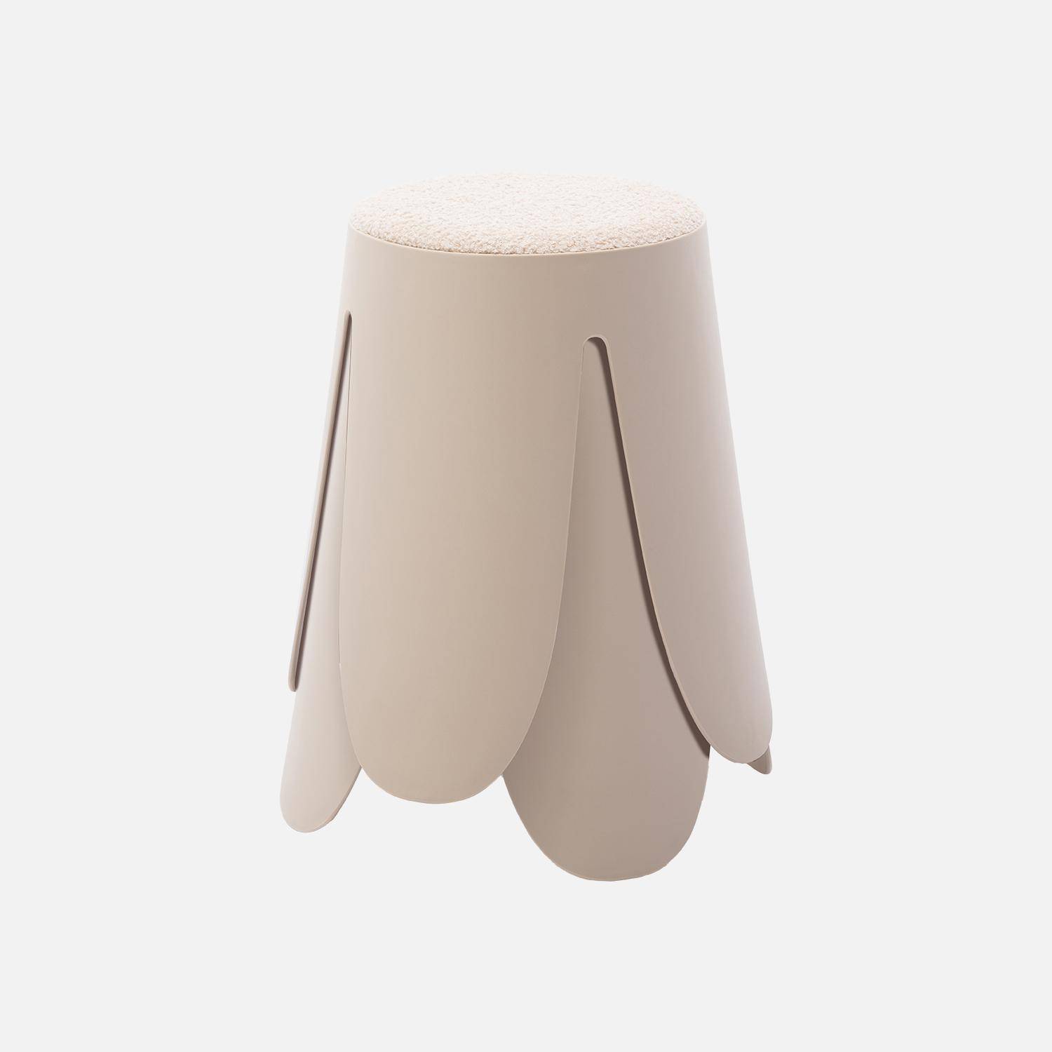 Taburete apilable con asiento texturado, set de 2, Niki, Beige, 44x30x46 cm,sweeek,Photo5