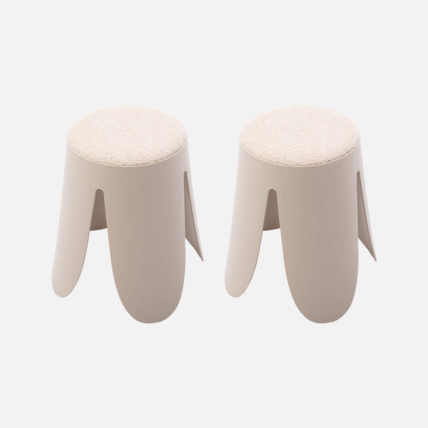 Taburete apilable con asiento texturado, set de 2, Niki, Beige, 44x30x46 cm Photo3