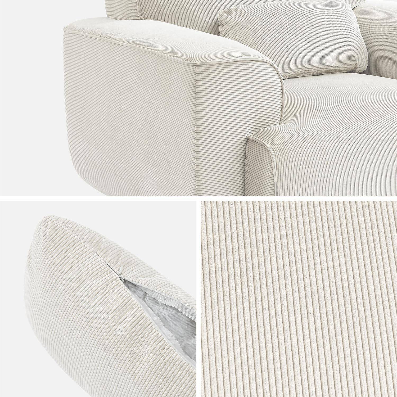 Corduroy fauteuil, crèmewit, ronde lijnen, inclusief kussen, Wallas, B 116 x D 97 x H 73cm Photo6