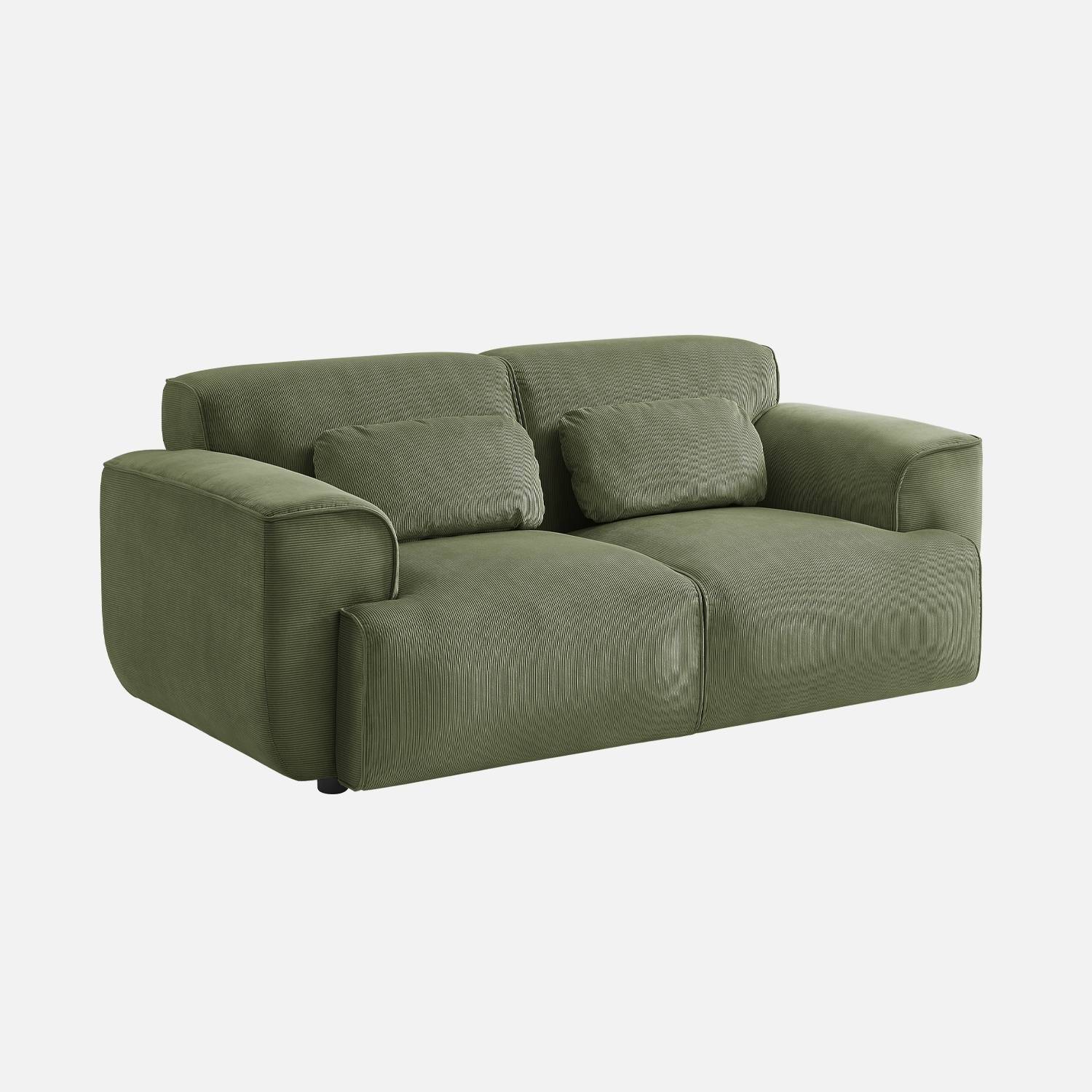 Canapé 2 places, tissu velours côtelé vert | sweeek