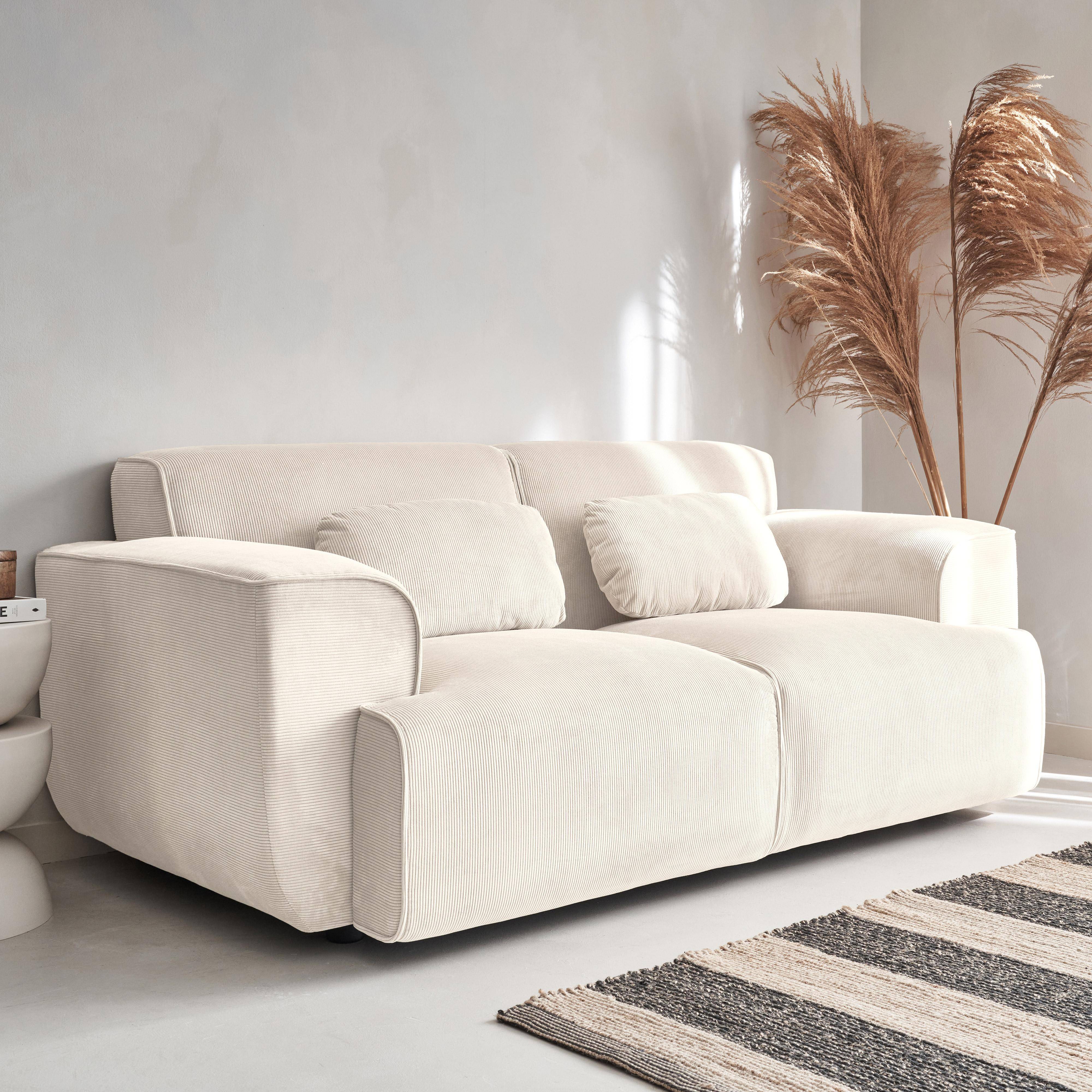 2-Sitzer-Sofa, Cordbezug cremeweiß