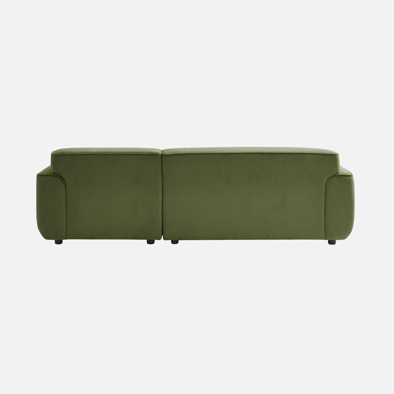 Sofá esquinero de pana de 2 a 3 plazas, esquina derecha, Wallas, Verde, 196x151x73 cm,sweeek,Photo5