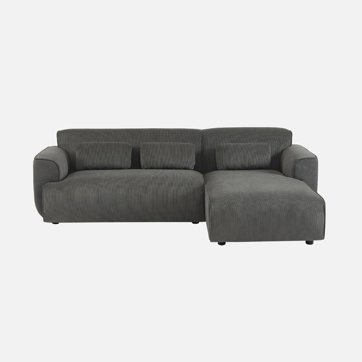 2 tot 3-zits hoekbank, grijs corduroy, Wallas B 196 x D 151 / 91 / x H 73cm Photo5