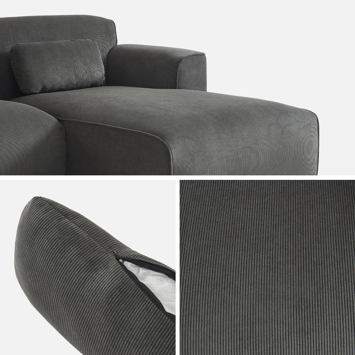 2 tot 3-zits hoekbank, grijs corduroy, Wallas B 196 x D 151 / 91 / x H 73cm,sweeek,Photo7