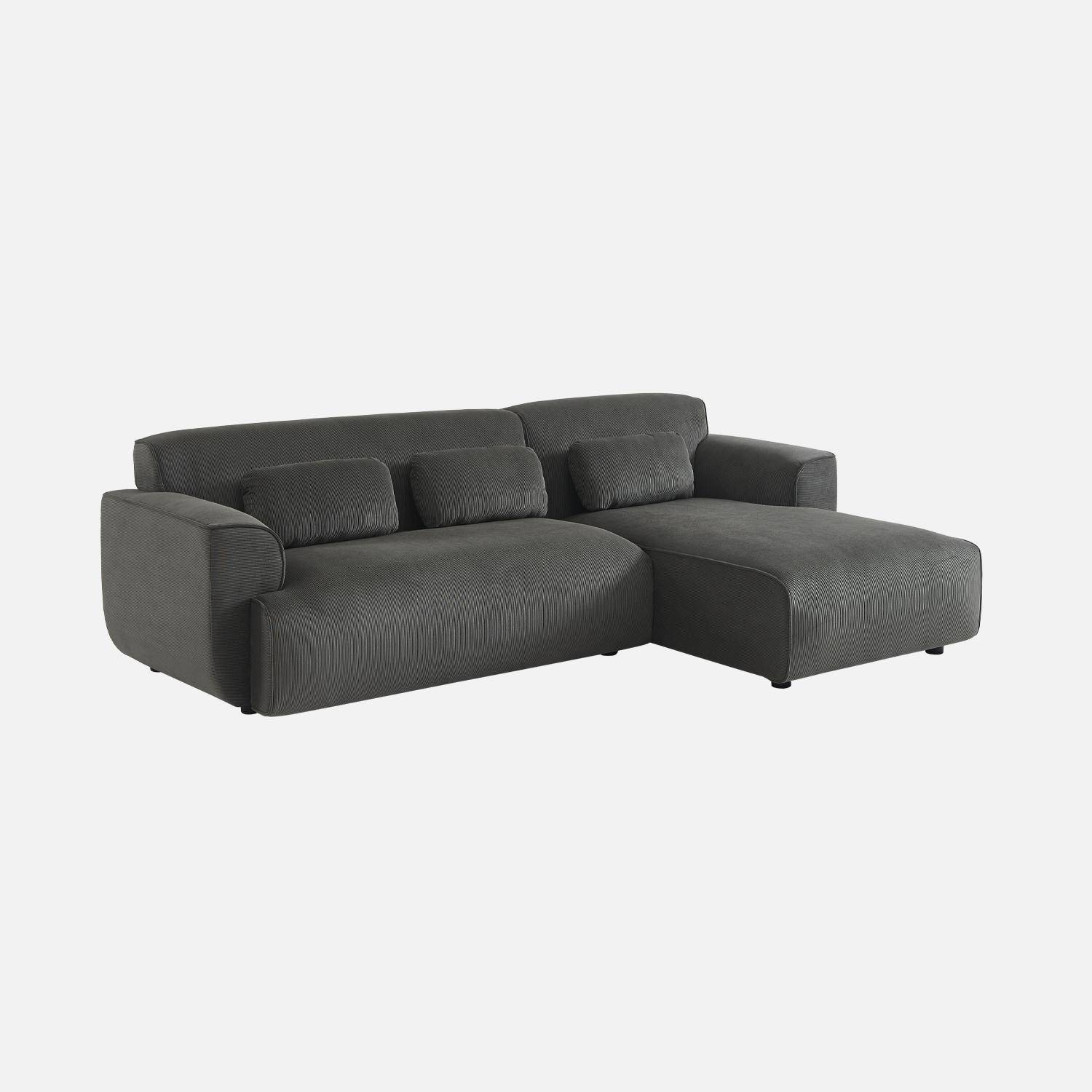 2 tot 3-zits hoekbank, grijs corduroy, Wallas B 196 x D 151 / 91 / x H 73cm Photo4