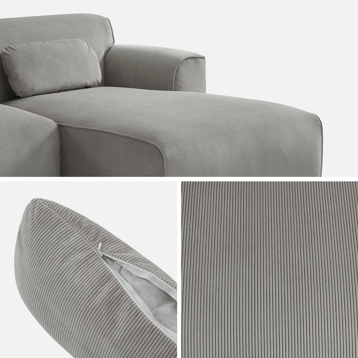 Ecksofa, Recamiere rechts, 2-3-Sitzer, Cordbezug hellgrau, Wallas B 196 x T 151 / 91 / x H 73cm Photo6