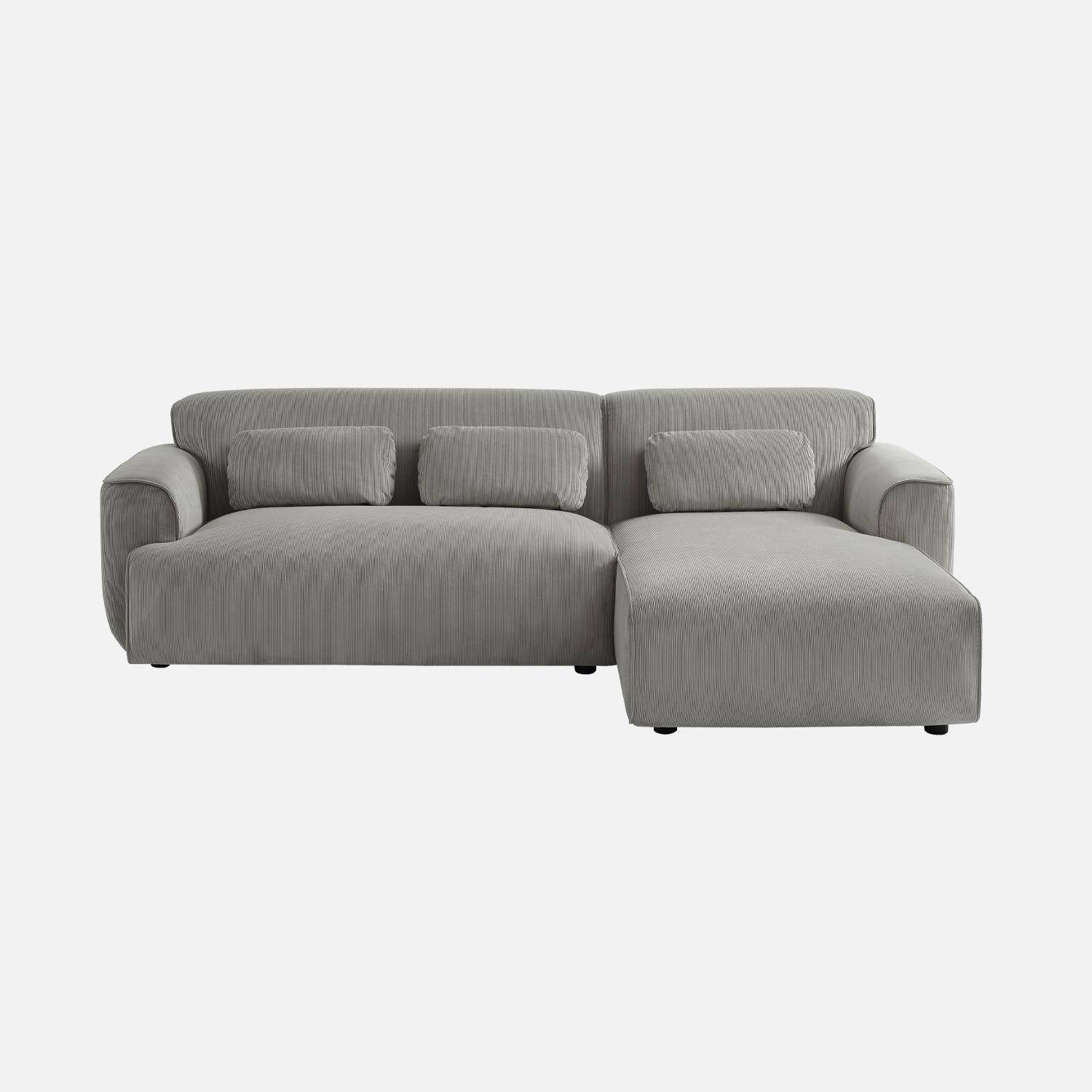 Ecksofa, Recamiere rechts, 2-3-Sitzer, Cordbezug hellgrau, Wallas B 196 x T 151 / 91 / x H 73cm Photo4