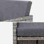 Tuinmeubelset van grijs geweven hars, gevlekte grijze kussens, 6-10 zitplaatsen + donkergrijze polyester beschermhoes Photo7