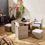 Table de jardin 4-8 places beige coussins beige, table encastrable + Housse de protection gris foncé polyester Photo1
