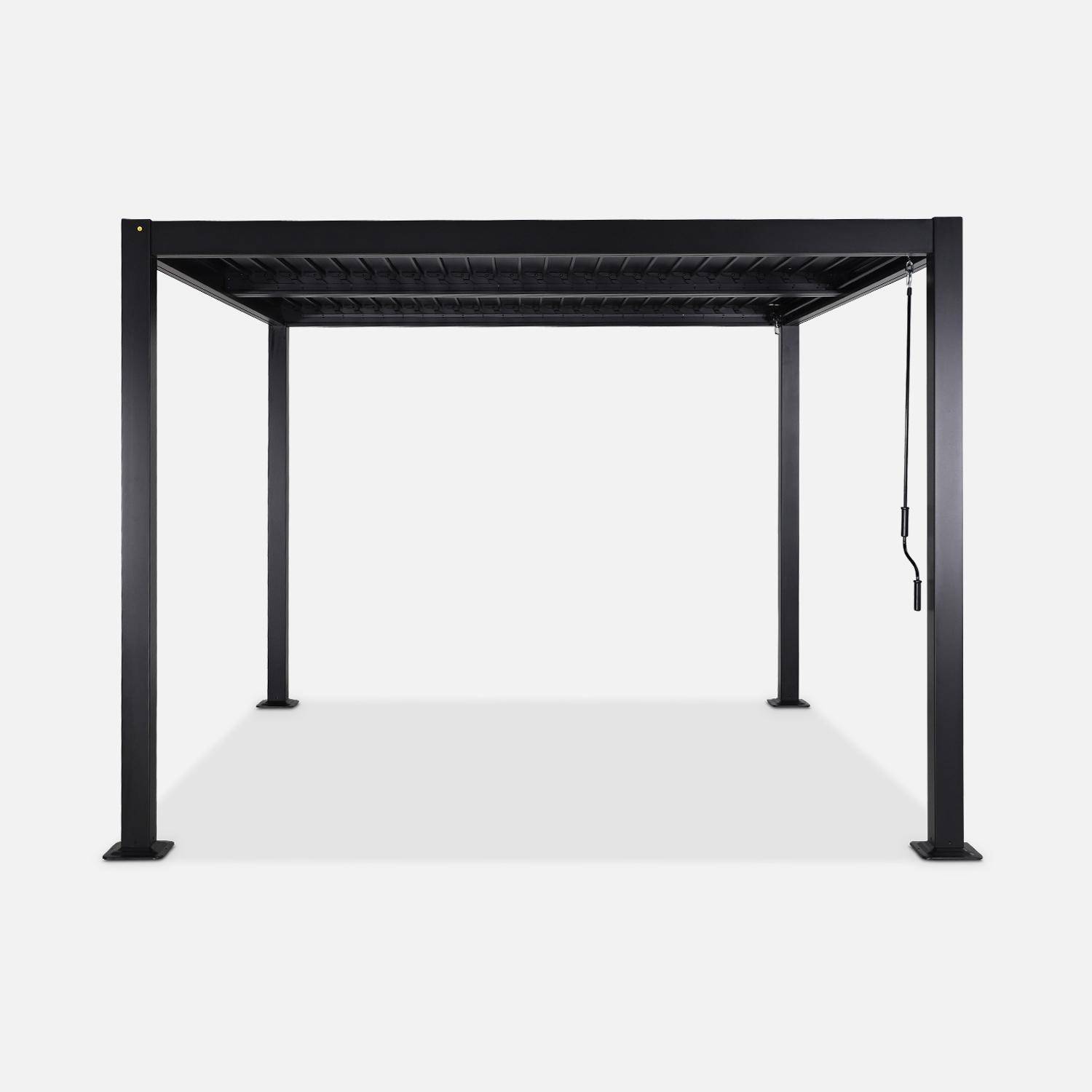 Pergola bioclimatique noire, aluminium et acier, 3x3m, lames orientables Photo2