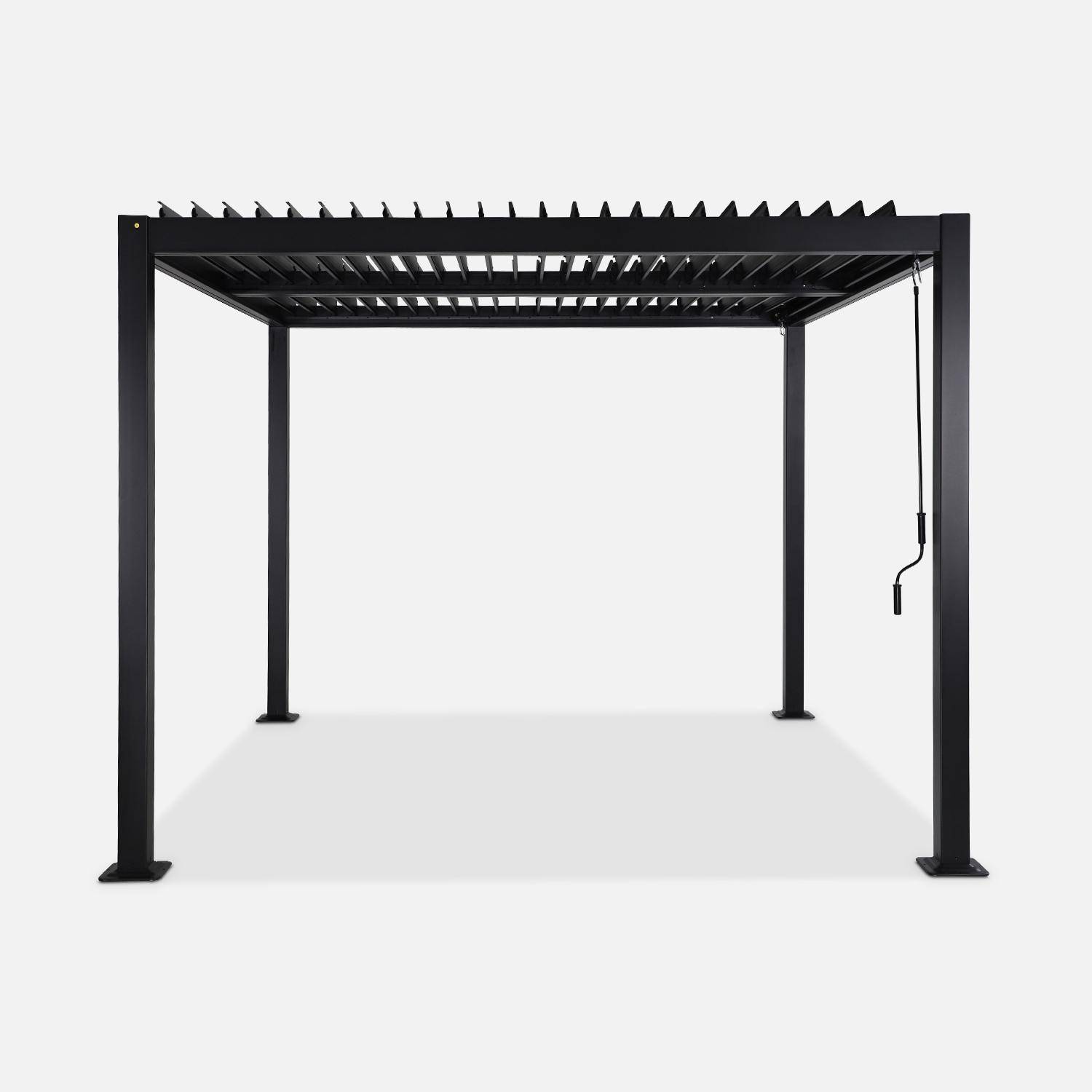 Pergola bioclimatique noire, aluminium et acier, 3x3m, lames orientables Photo3