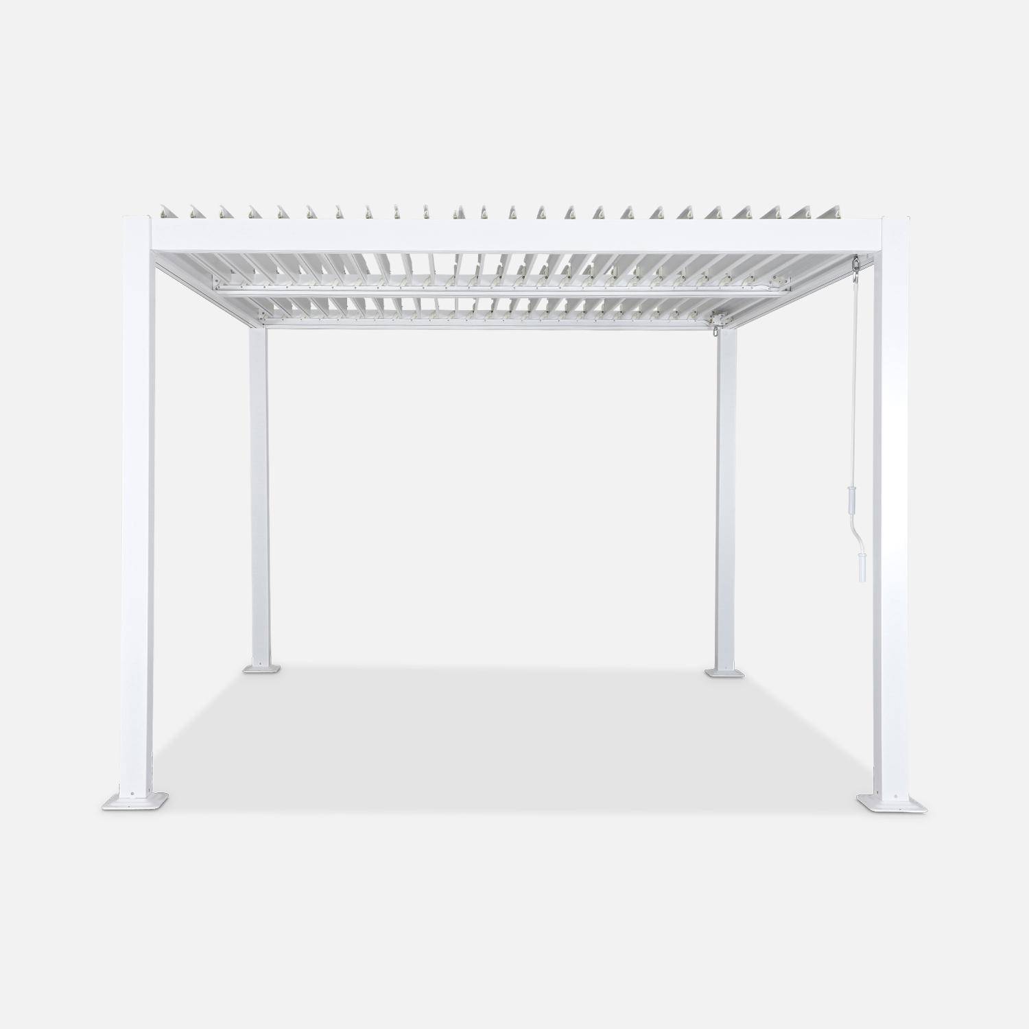 Pergola bioclimatique blanche, aluminium et acier, 3x3m, lames orientables,sweeek,Photo4