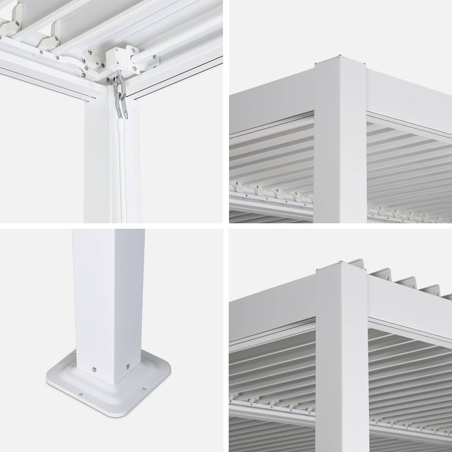Pergola bioclimatique blanche, aluminium et acier, 3x3m, lames orientables,sweeek,Photo6