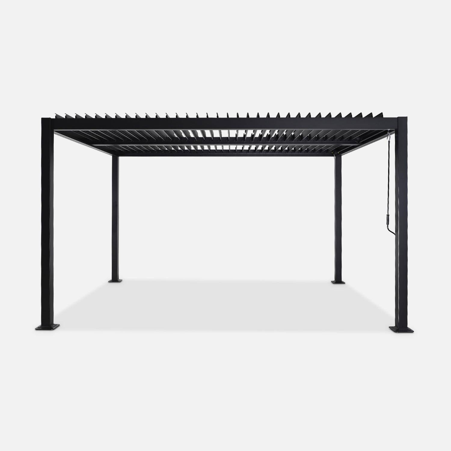 Bioklimatologische pergola aluminium en staal, zwart, 3x4m, verstelbare lamellen Photo3