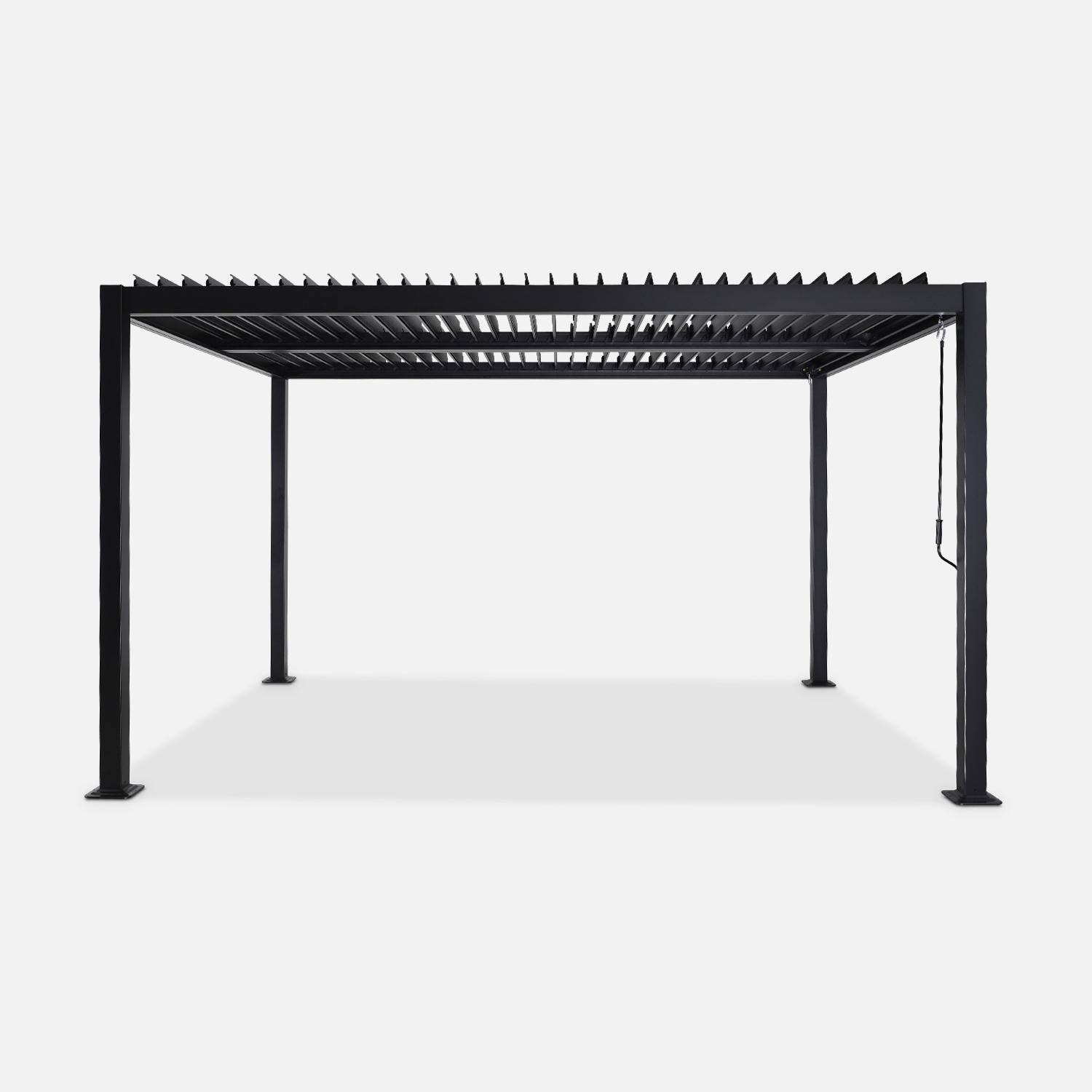 Pergola bioclimatique aluminium et acier, noir, 3x4m, lames orientables,sweeek,Photo4