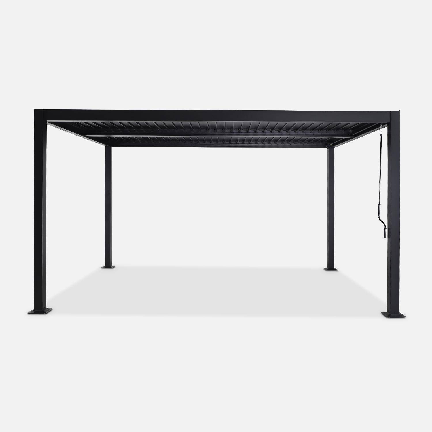 Pergola bioclimatique aluminium et acier, noir, 3x4m, lames orientables Photo2