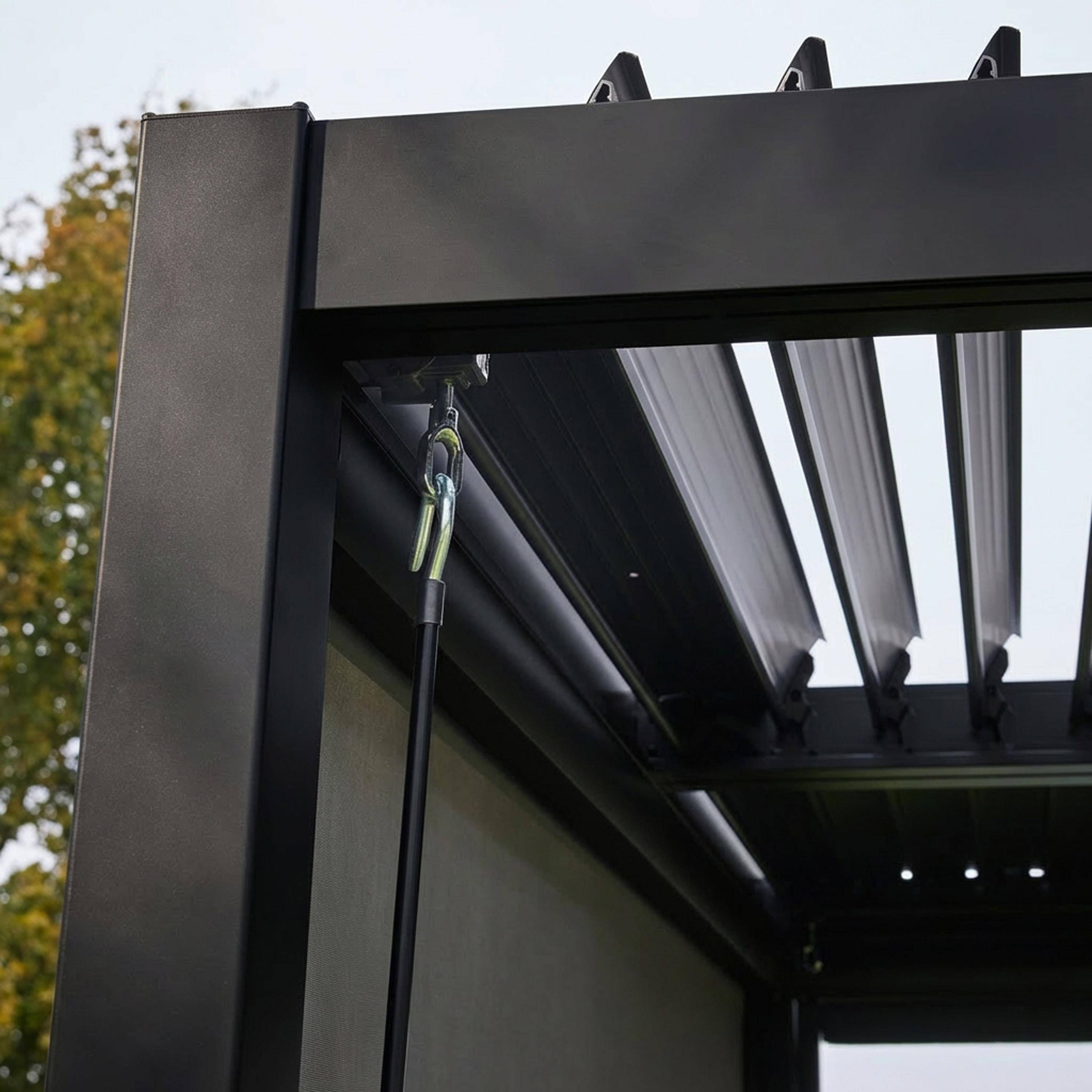 Pergola bioclimatique aluminium et acier, noir, 3x4m, lames orientables,sweeek,Photo3