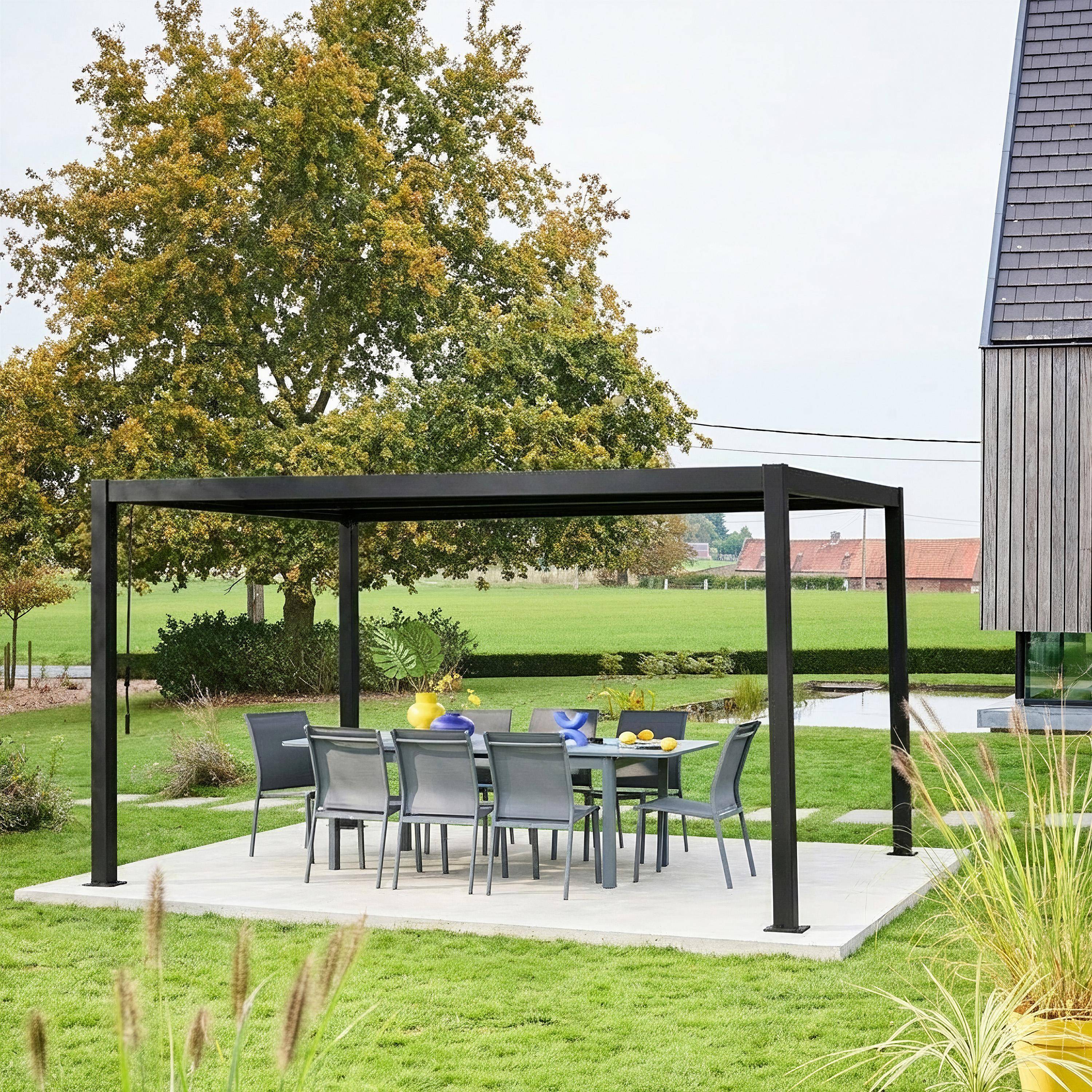 Pergola lamelowa aluminiowa z regulowanymi lamelami 4x3m Palace czarna,sweeek,Photo2