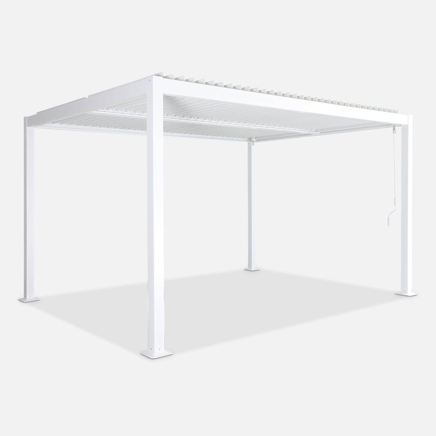 Witte bioklimatologische pergola, aluminium en staal, 3x4m, verstelbare lamellen Photo1