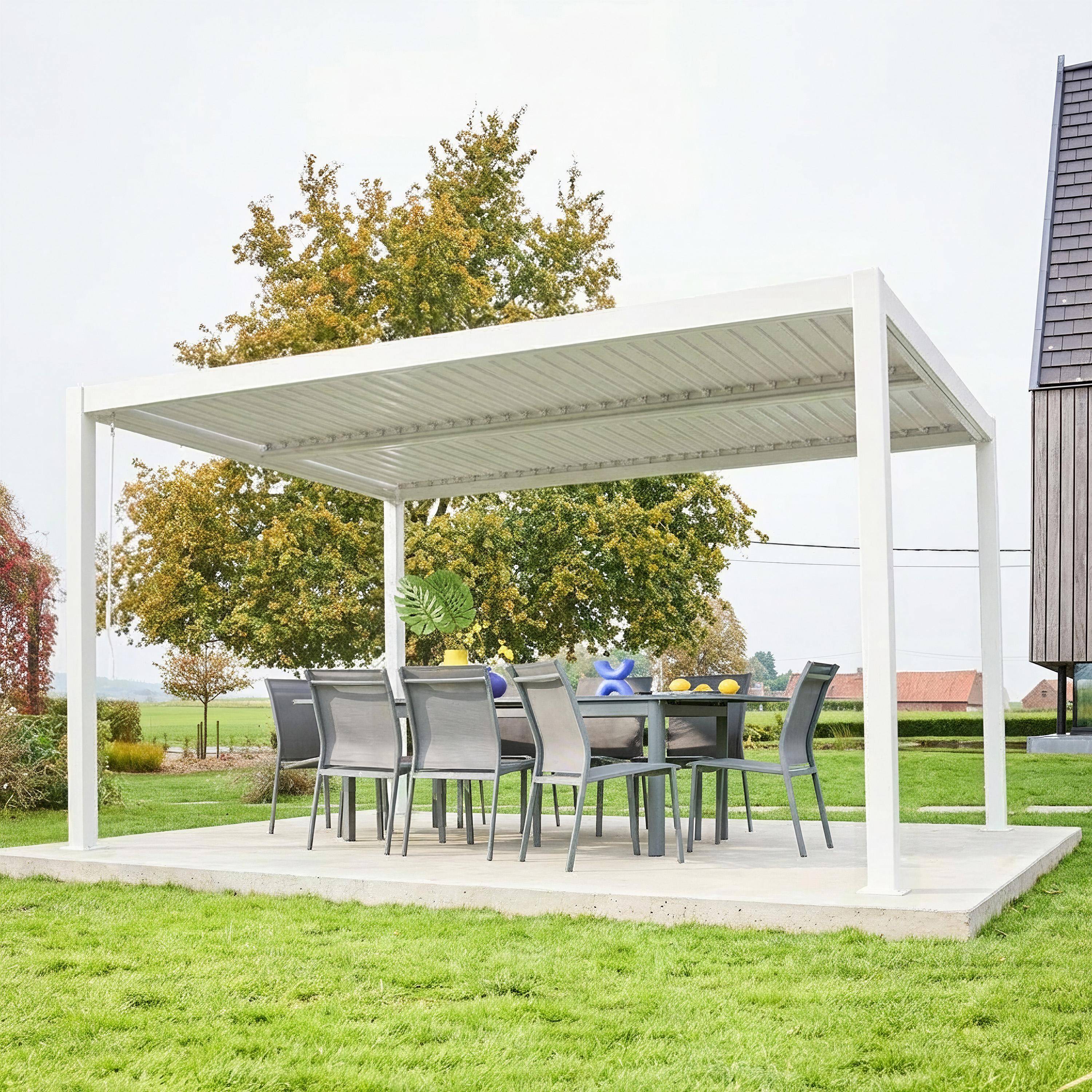 Pergola lamelowa aluminiowa z regulowanymi lamelami 4x3m Palace biała  Photo4