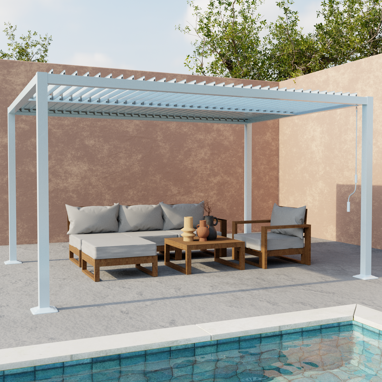 Bioklimatische Pergola mit Lamellendach Palace 3x4m weiß Photo1