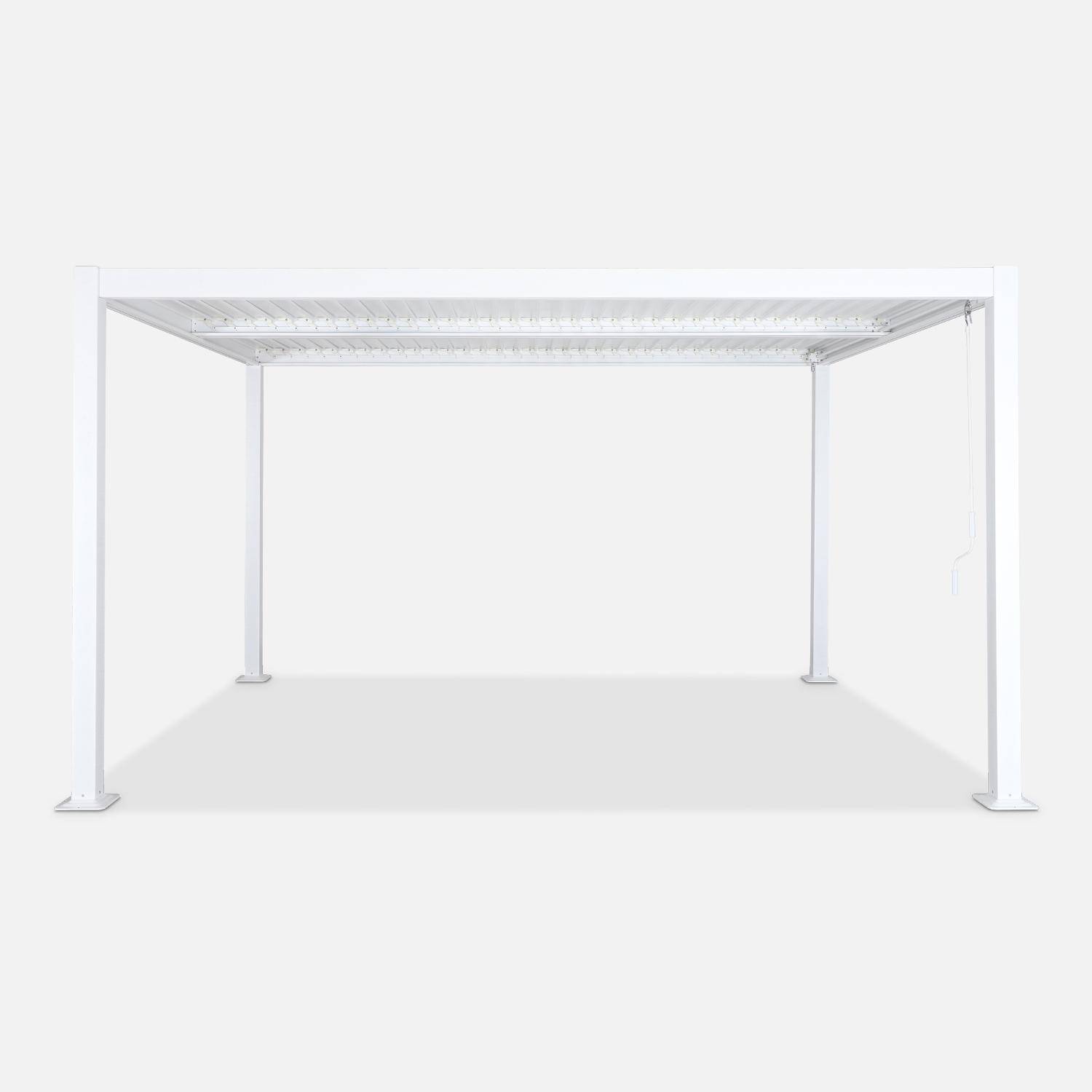 Pergola bioclimatique blanche, aluminium et acier, 3x4m, lames orientables Photo2