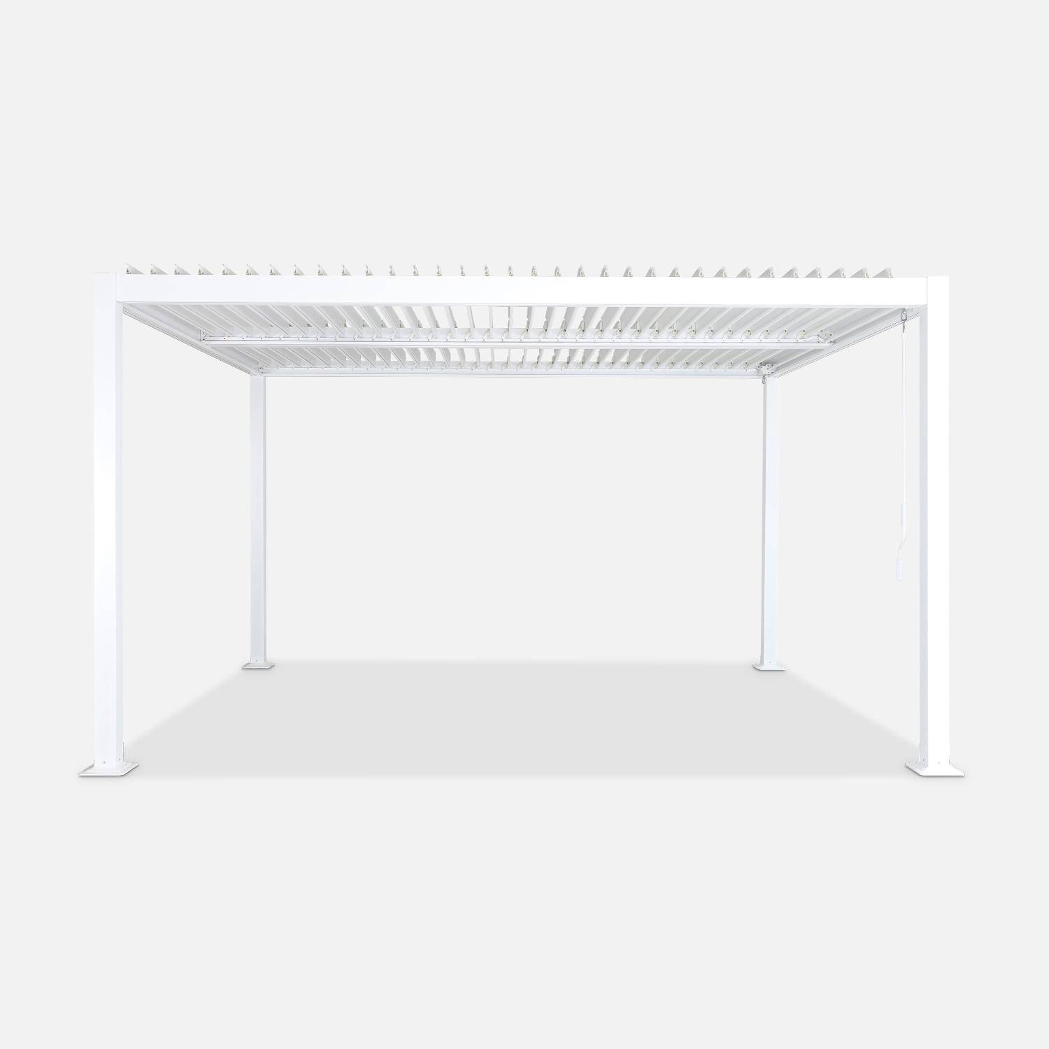 Pergola bioclimatique blanche, aluminium et acier, 3x4m, lames orientables Photo3