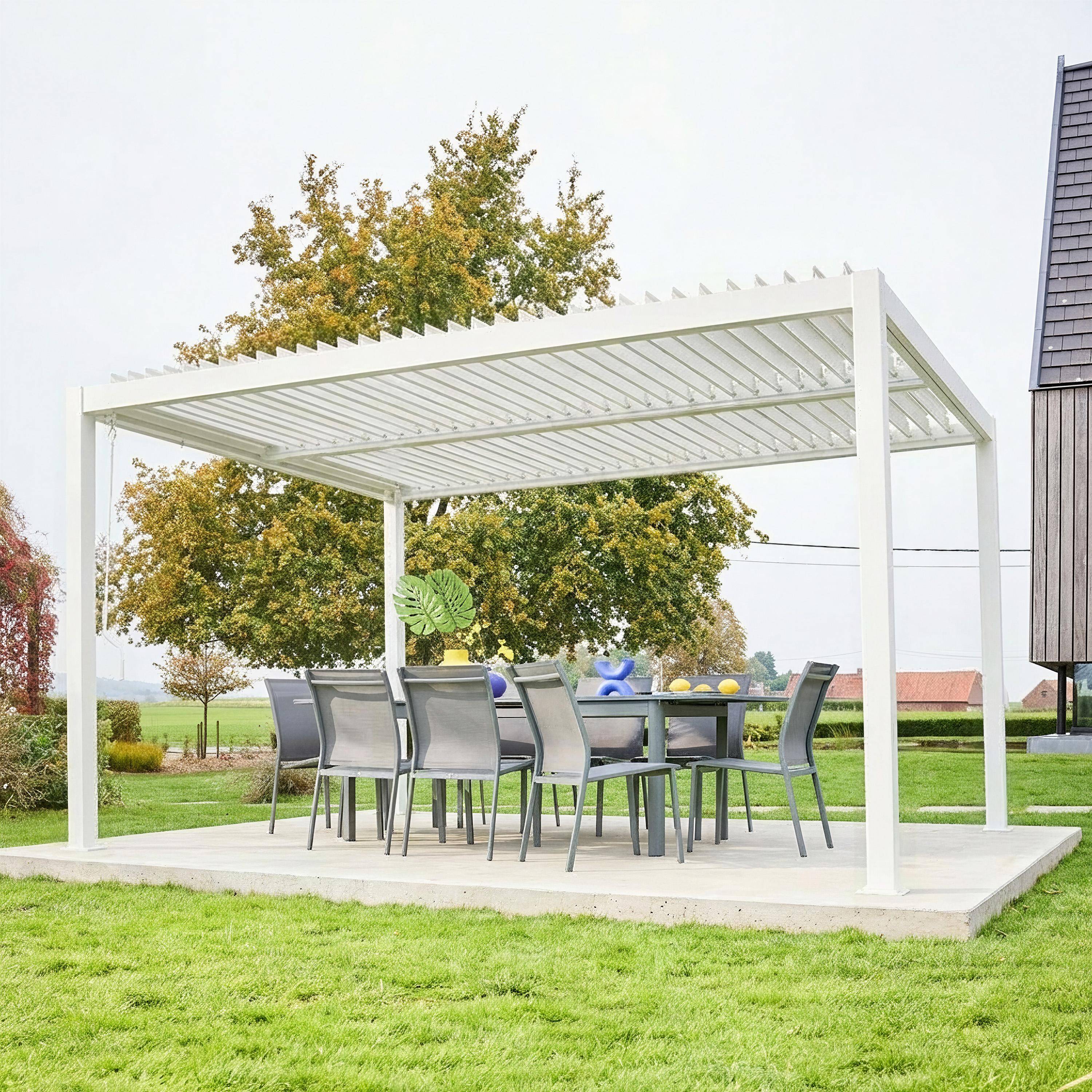 Pergola lamelowa aluminiowa z regulowanymi lamelami 4x3m Palace biała ,sweeek,Photo1