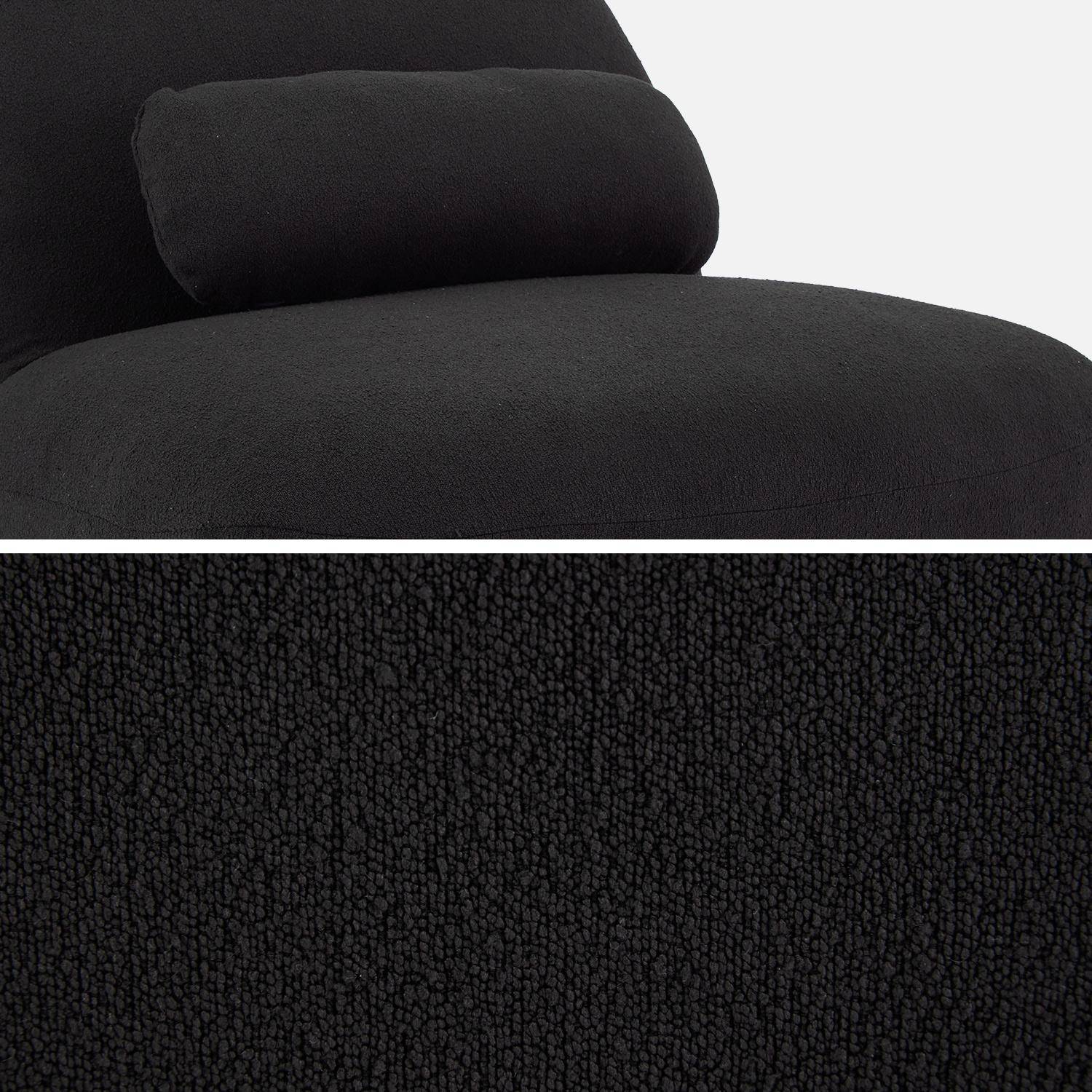 360° drehbarer Sessel mit schwarzem strukturiertem Bouclé-Bezug und mattschwarzem Metallgestell - Spino Photo8
