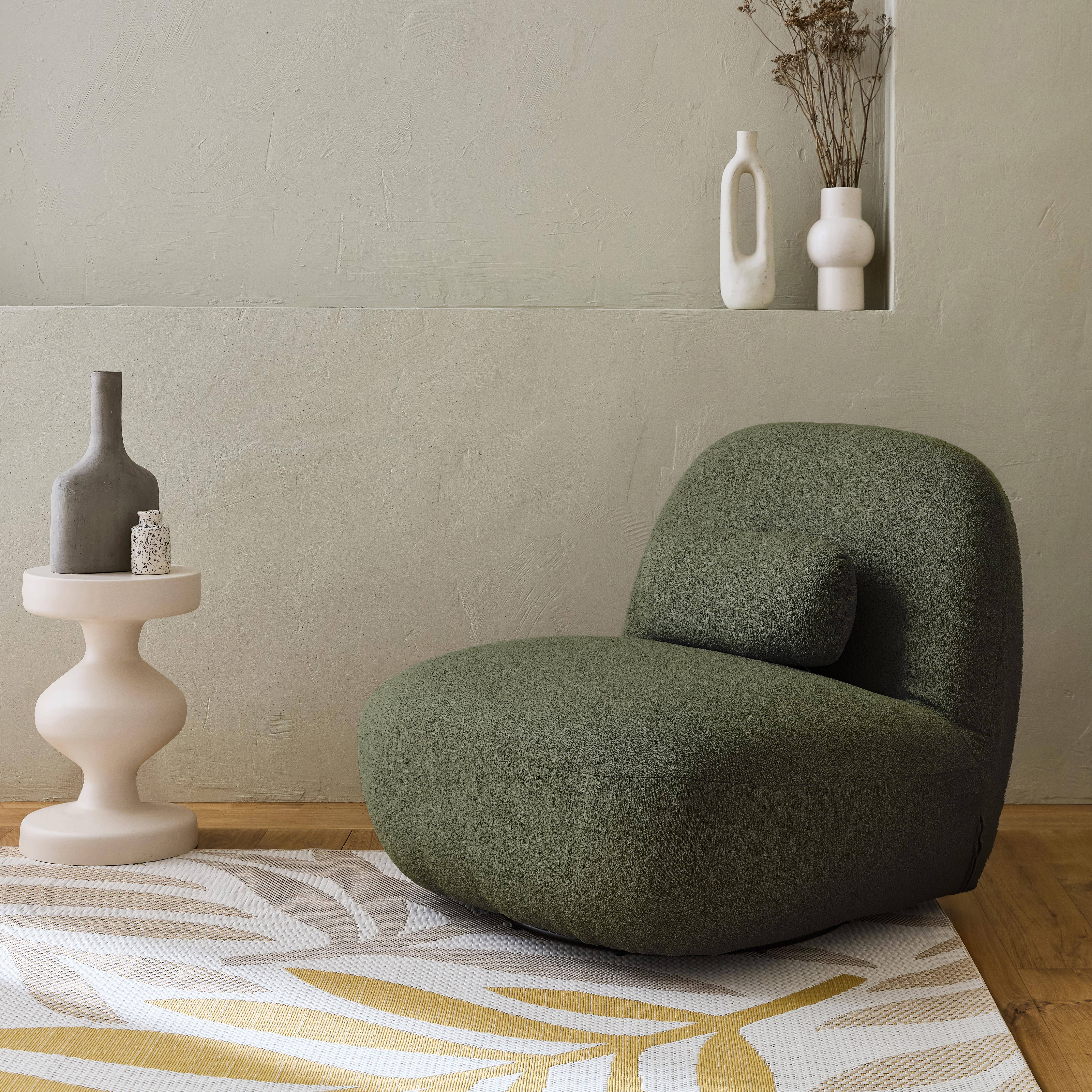 Silla giratoria 360 borreguito texturizada, Spino, Kaki oscuro, 85x85x75 cm,sweeek,Photo1