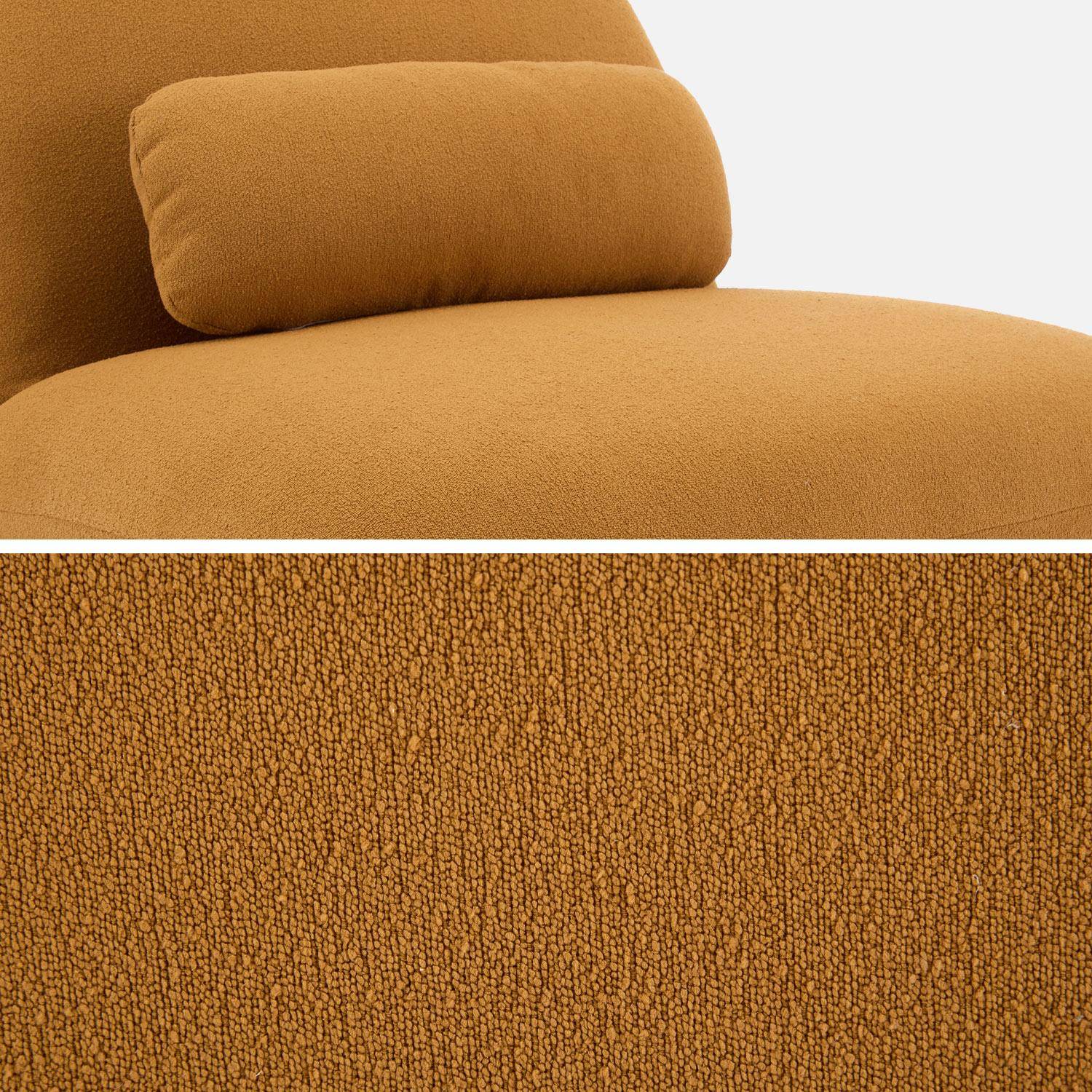 Fauteuil pivotant 360° en bouclette texturée moutarde, piètement en métal noir mat - SPINO Photo4