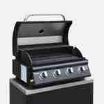 Barbecue à gaz avec 4 brûleurs à poser avec récupérateur de graisse + Meuble de cuisine extérieure en acier L80cm Photo5
