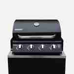 Barbecue à gaz avec 4 brûleurs à poser avec récupérateur de graisse + Meuble de cuisine extérieure en acier L80cm Photo4