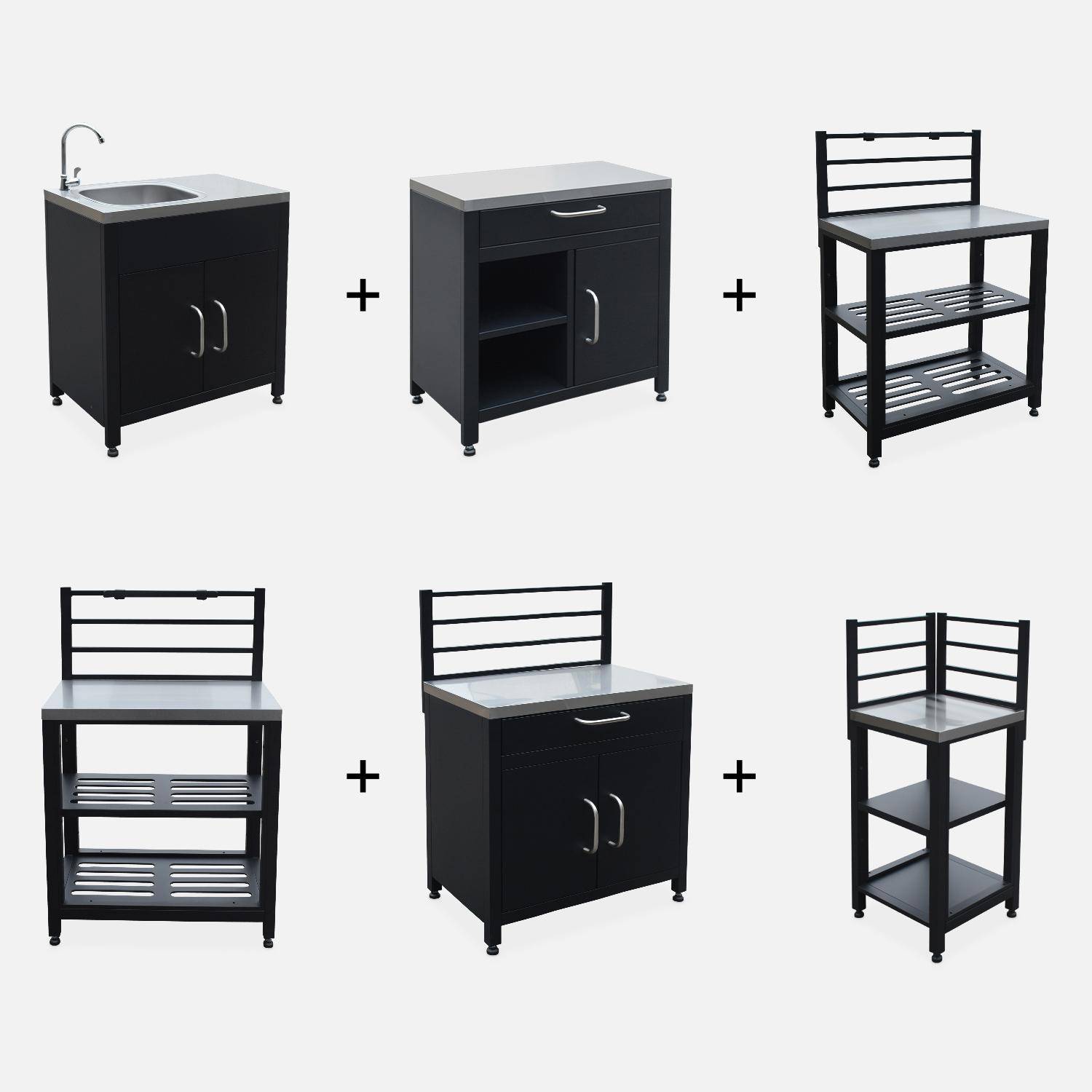 Ensemble de meubles de cuisine extérieure en acier inoxydable 6 modules,sweeek,Photo1