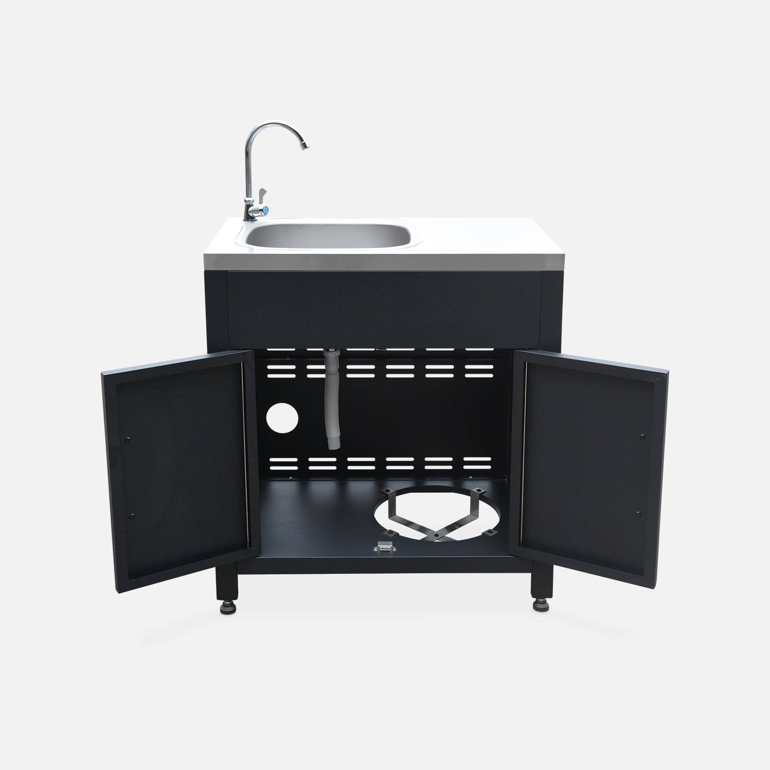 Cocina exterior completa de acero inoxidable de 6 módulos, Grimaud, Negro, 52.5x80x114 cm,sweeek,Photo4