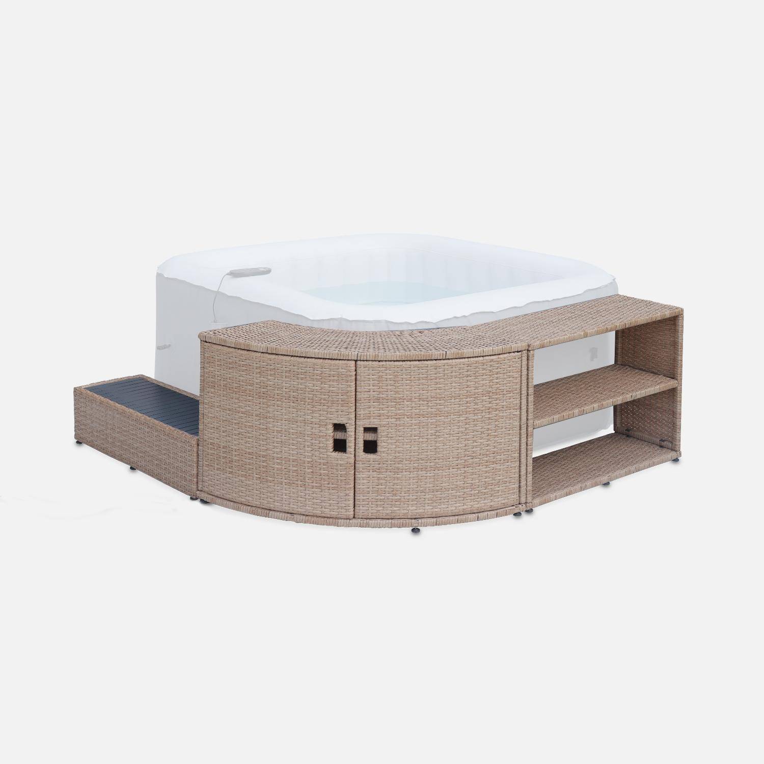Vierkante opblaasbare spa voor 4 personen, MSPA, antivriessysteem en cover, 160cm + frame van geweven hars,sweeek,Photo3