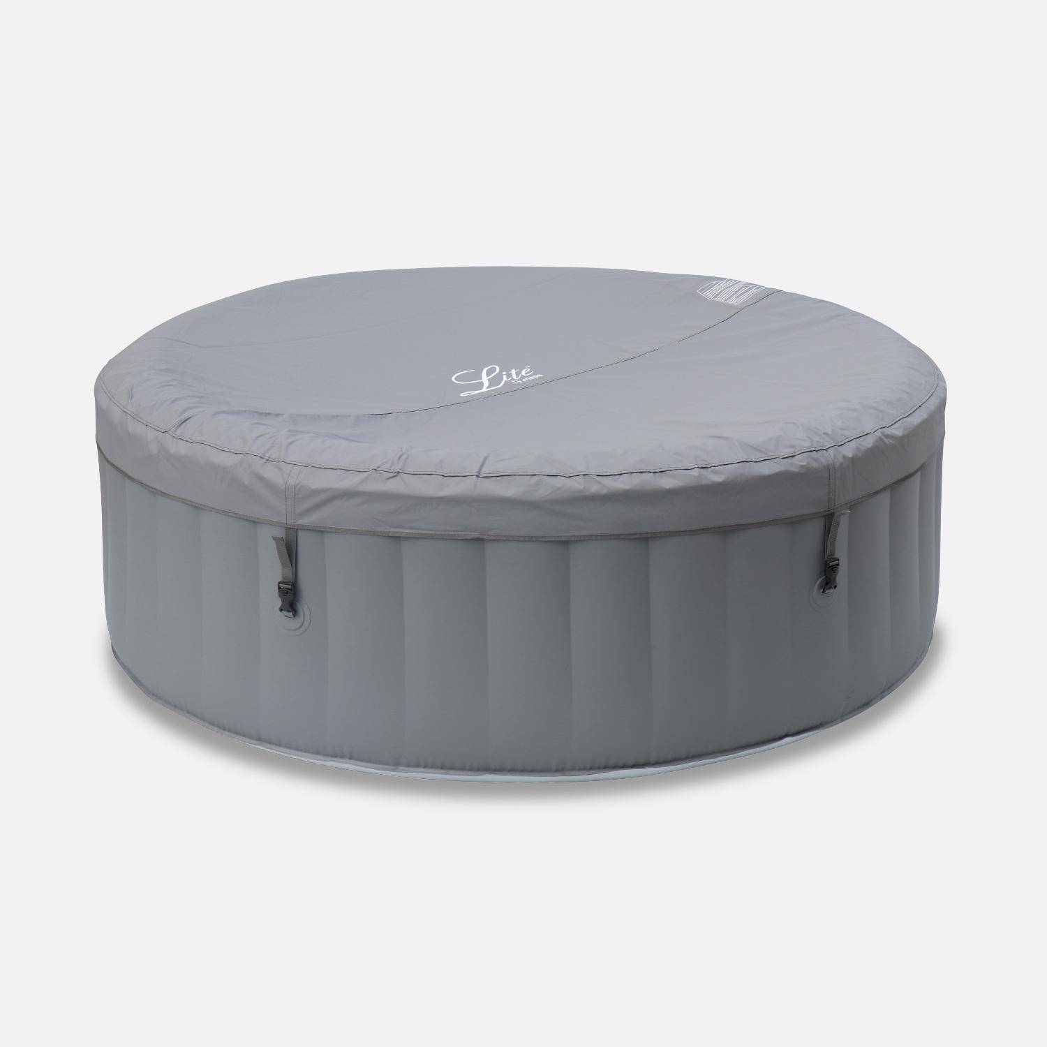 MSPA, opblaasbare ronde spa, grijs, voor 4 personen - antivriessysteem + cover, 180 cm + frame van geweven hars Photo4