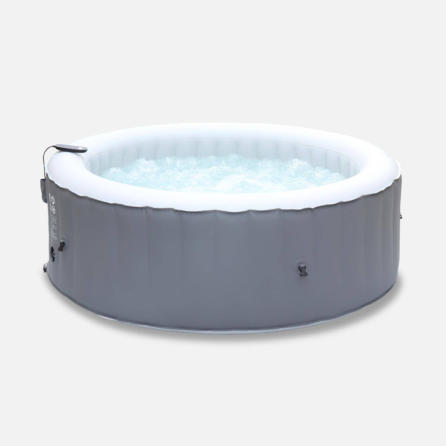 MSPA, opblaasbare ronde spa, grijs, voor 4 personen - antivriessysteem + cover, 180 cm + frame van geweven hars,sweeek,Photo2