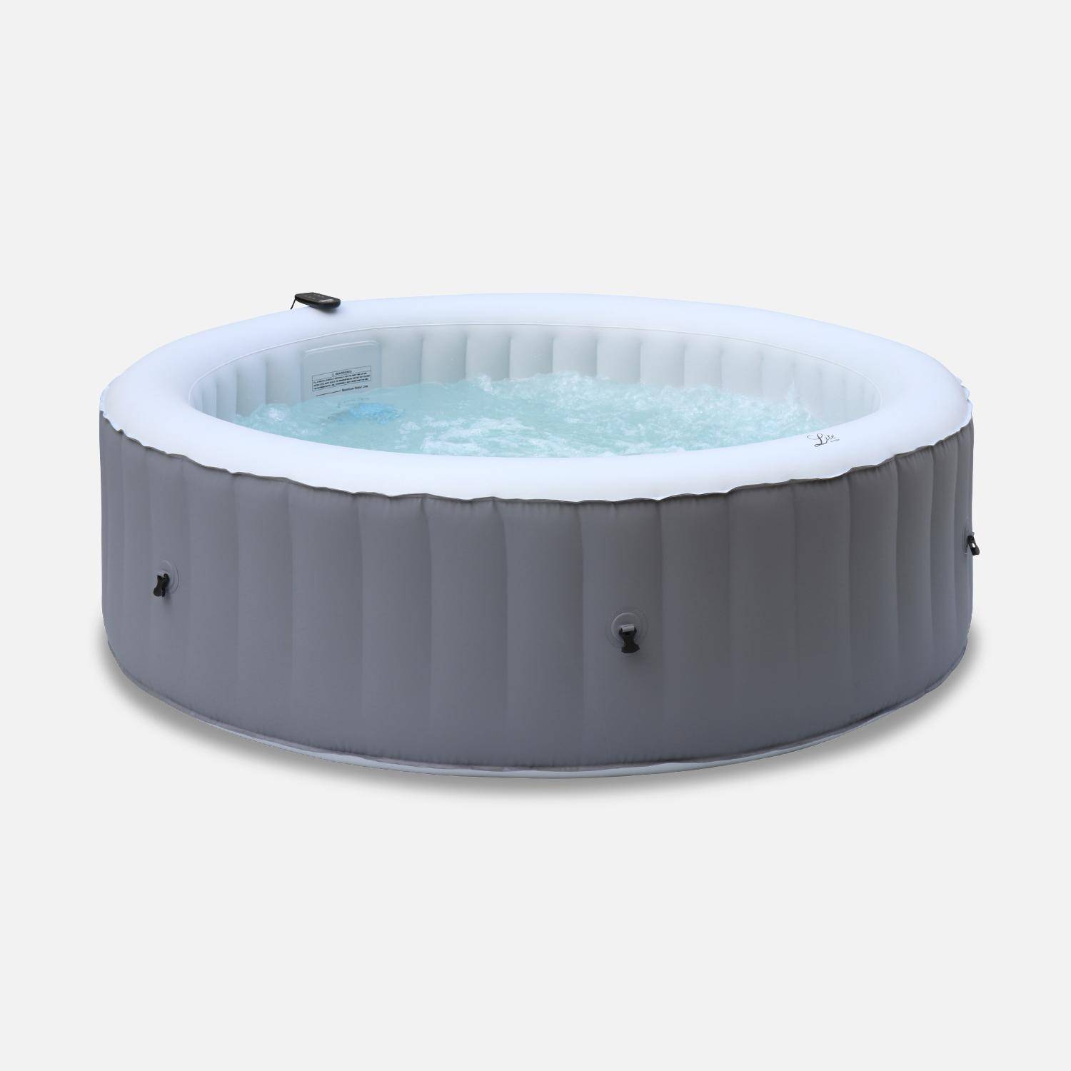 MSPA grijze ronde opblaasbare spa voor 6 personen met antivriessysteem + cover en frame van geweven hars Photo2
