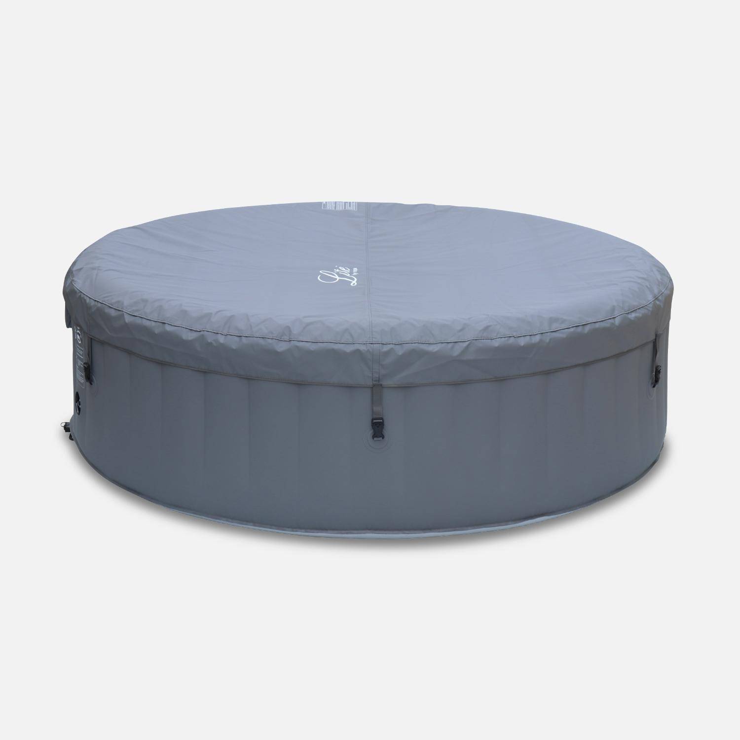 MSPA grijze ronde opblaasbare spa voor 6 personen met antivriessysteem + cover en frame van geweven hars,sweeek,Photo4