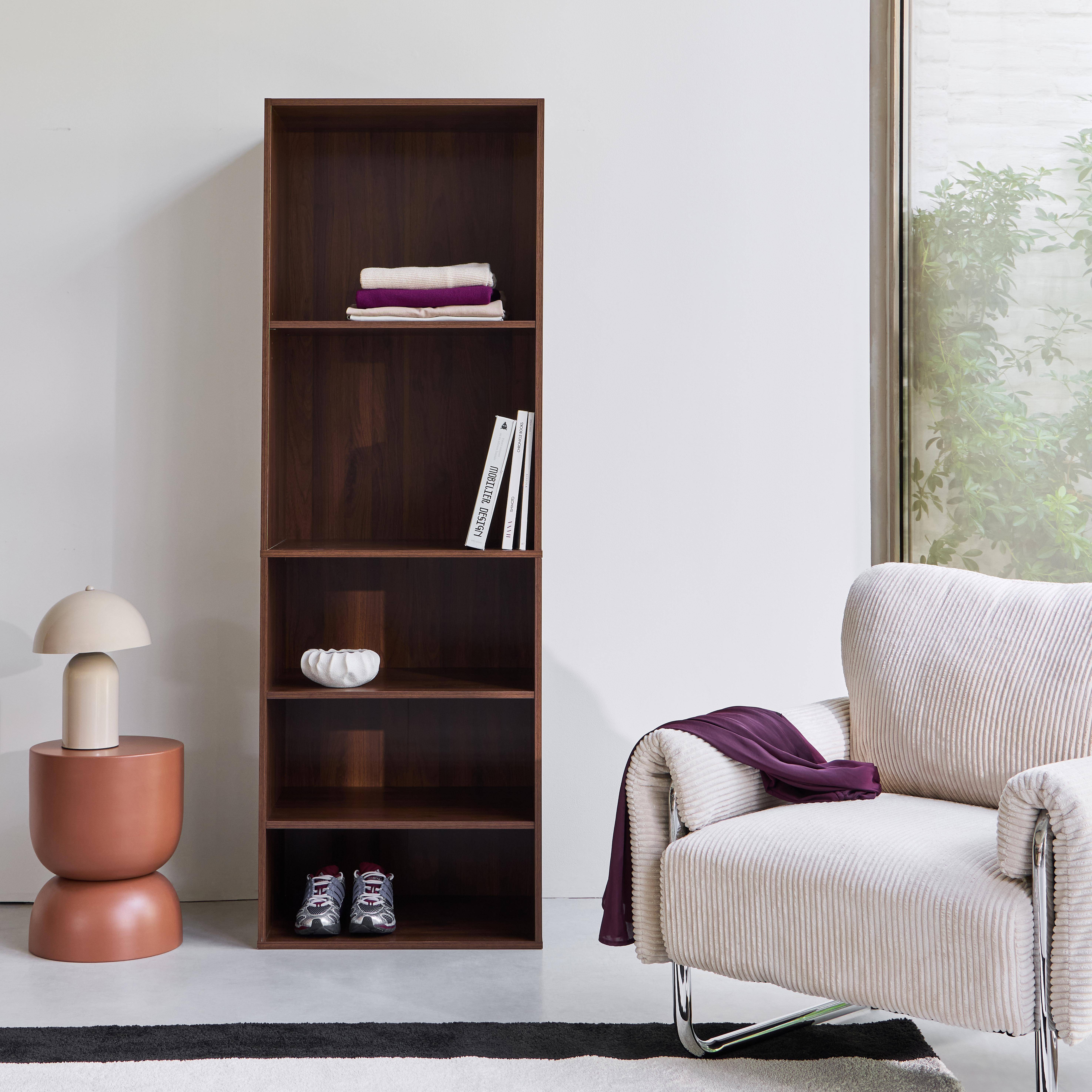 Wardrobe module with 5 shelves wood decor walnut 60x45x180 cm - Nepal Photo1