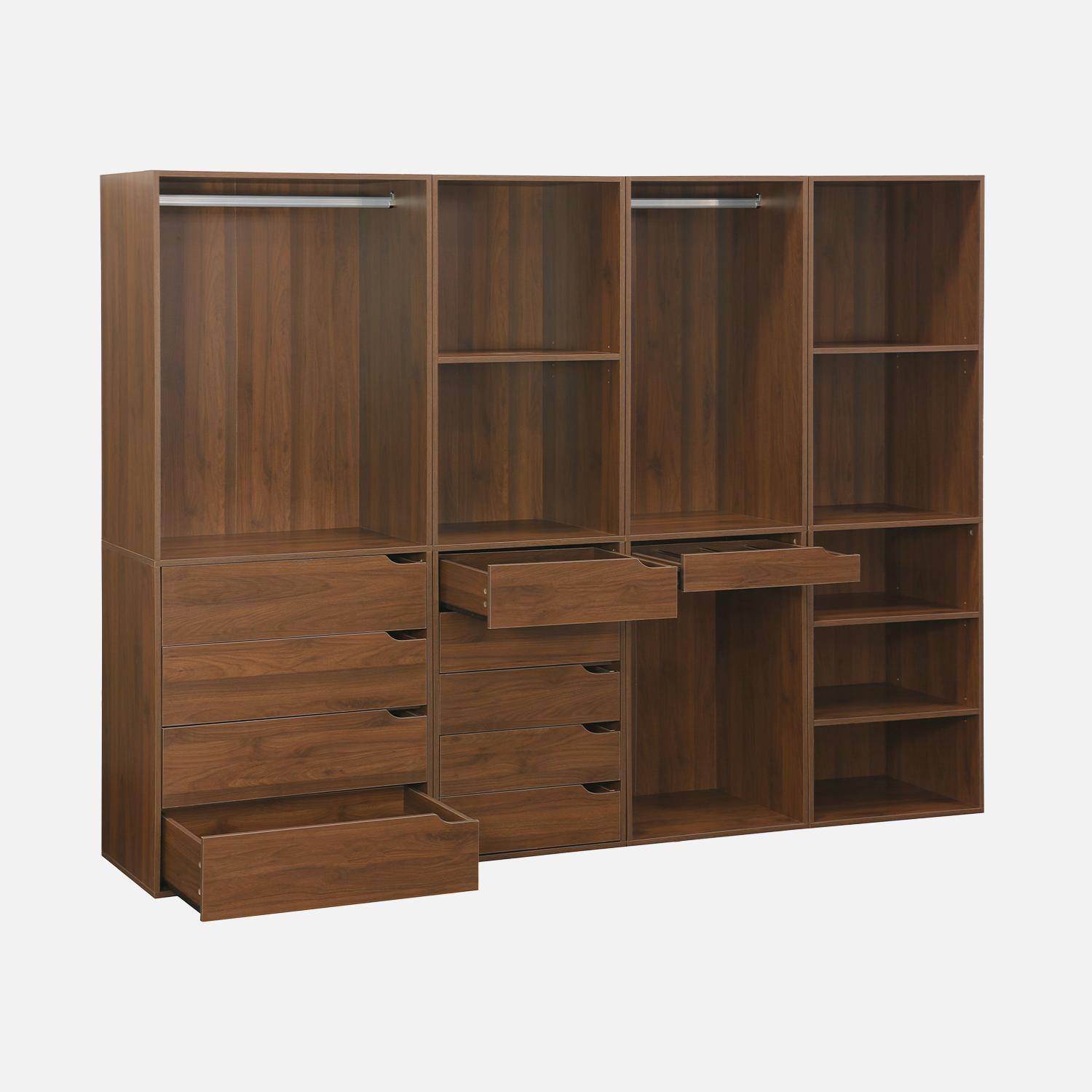 Modulaire kastenset met 4 elementen, walnootkleurig, gelamineerde panelen,sweeek,Photo4