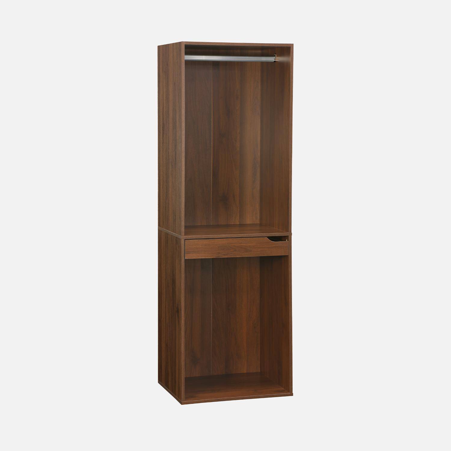 Module dressing avec penderie et porte-pantalons, noyer, panneaux stratifiés,sweeek,Photo2
